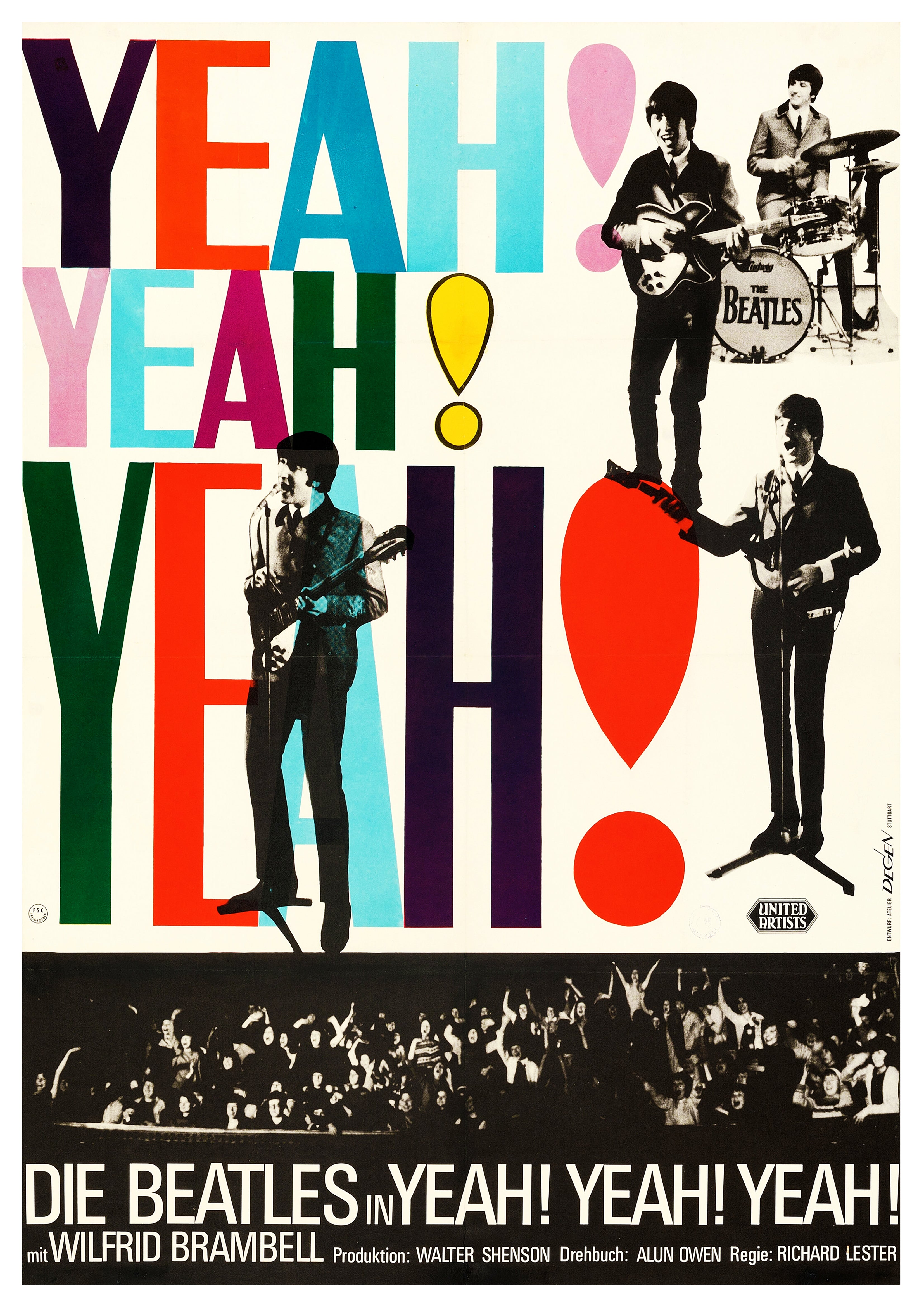 Reproduction Vintage The Beatles "A Hard Day's Night - German" Music Poster, Size: A2