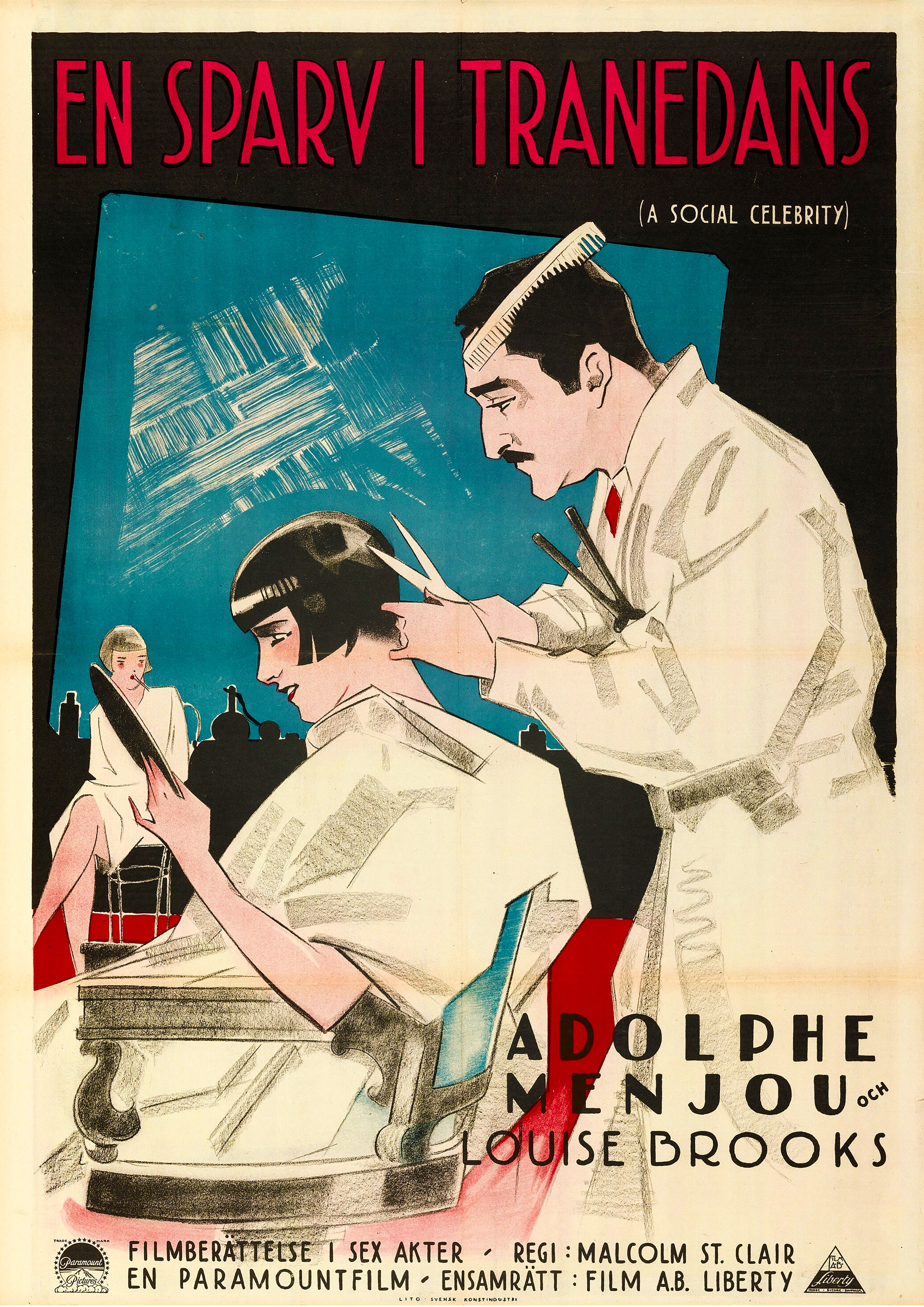 Reproduction Vintage "A Social Celebrity" **Swedish** Movie Poster
