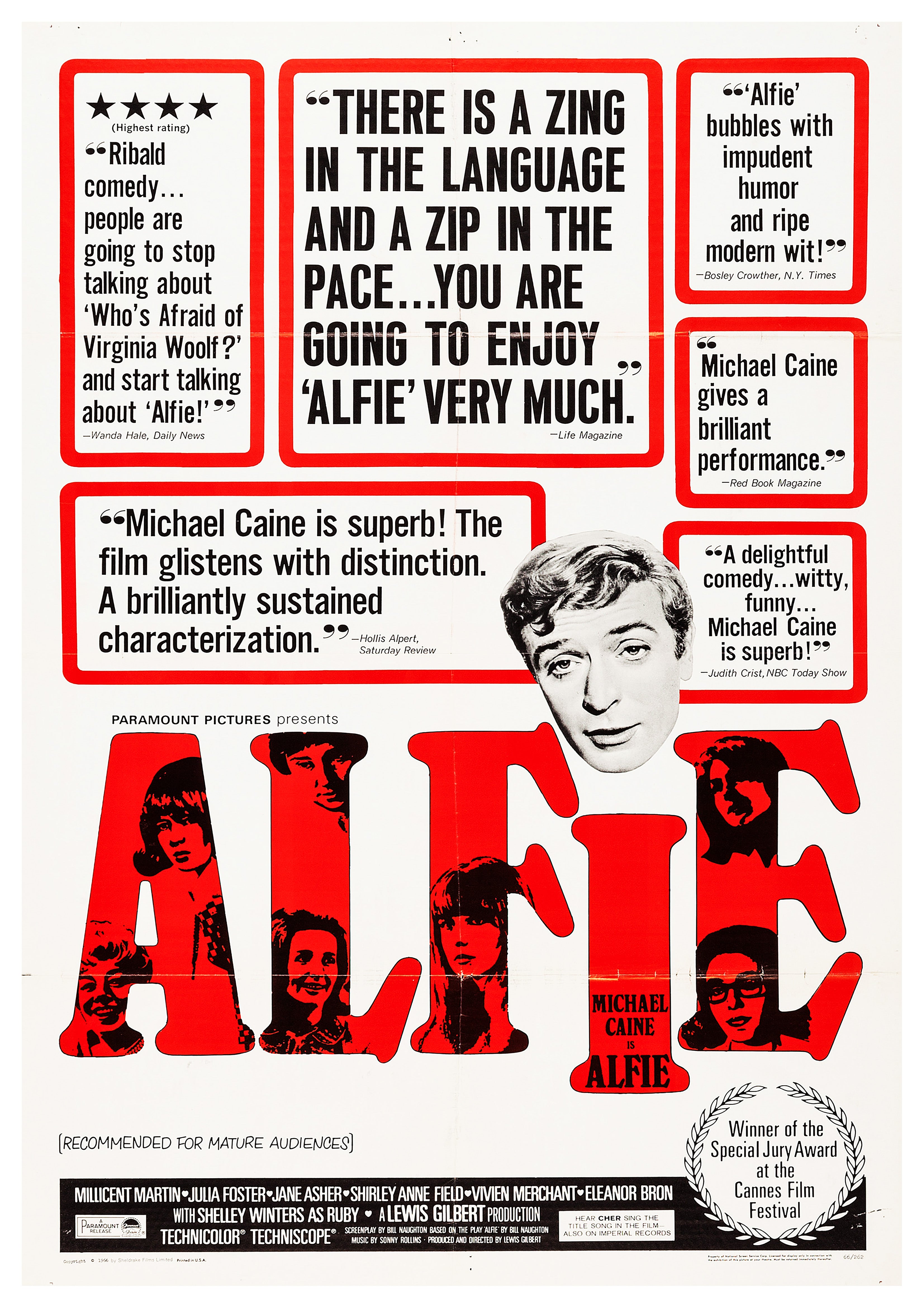 Reproduction Vintage "Michael Caine - Alfie" Classic Movie Poster