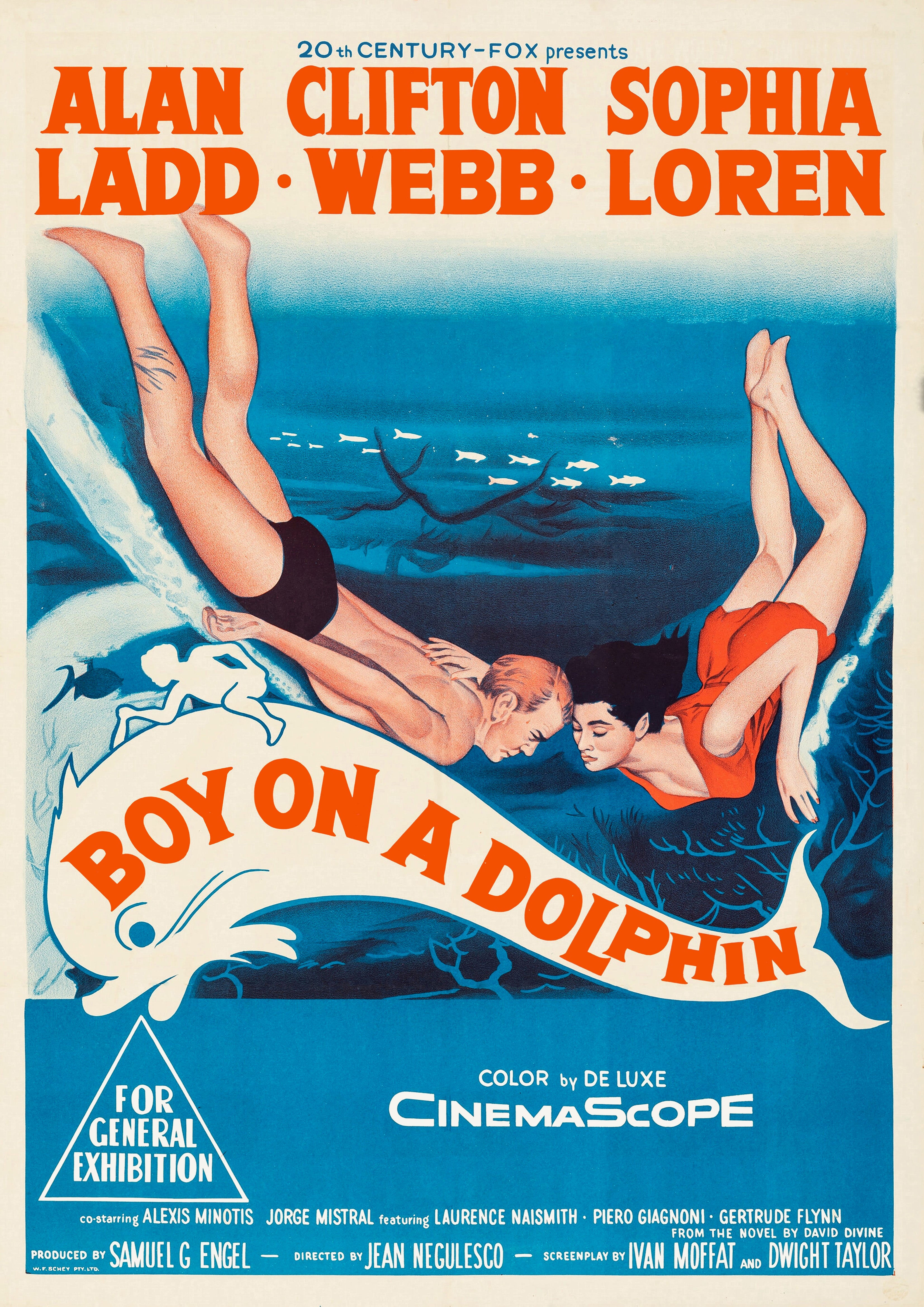 Reproduction Alternate "Boy On A Dolphin" Movie Poster, Home Wall Art Size: A2