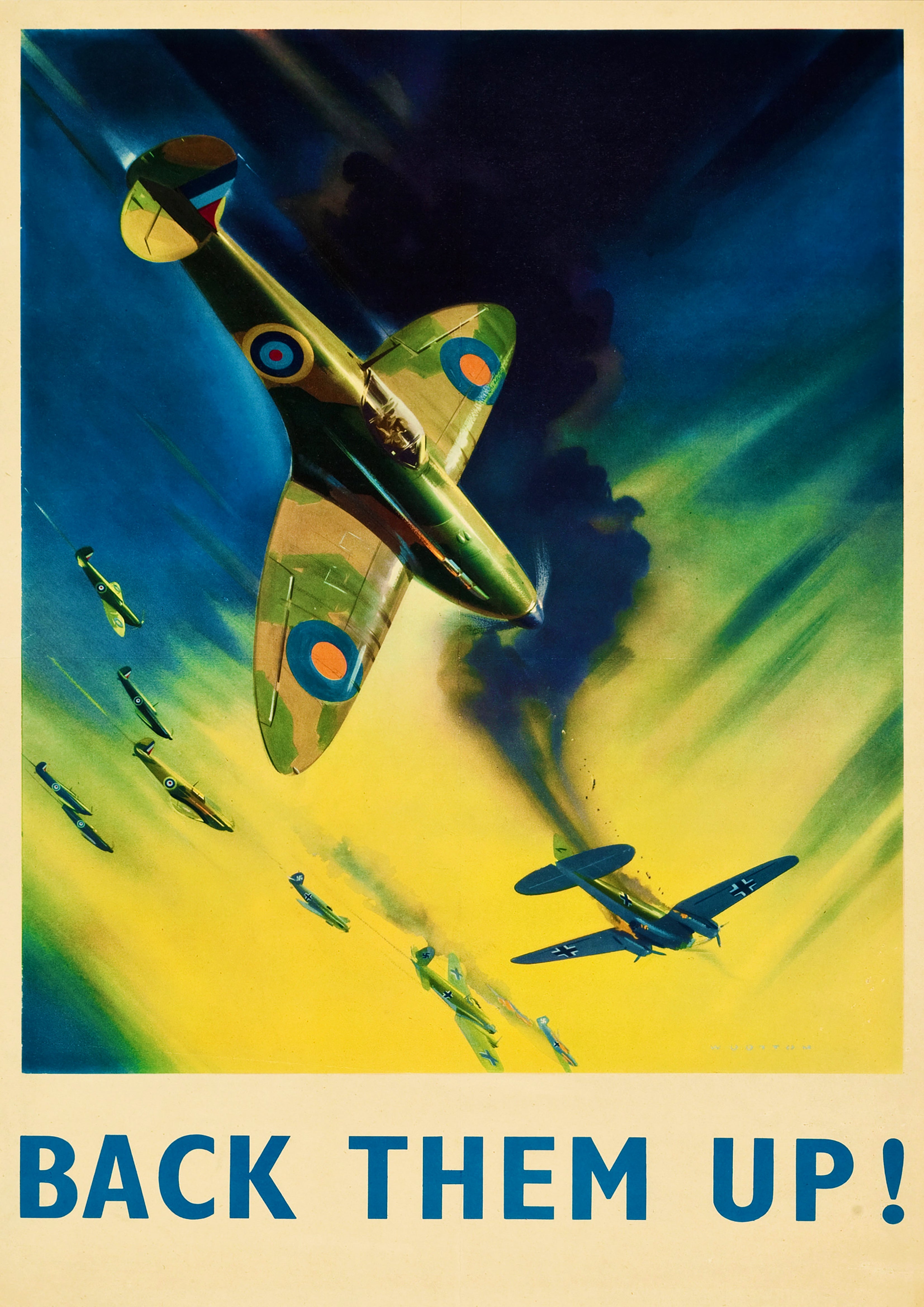 Reproduction Vintage "Back Them Up!" World War 2 Poster, Size A2