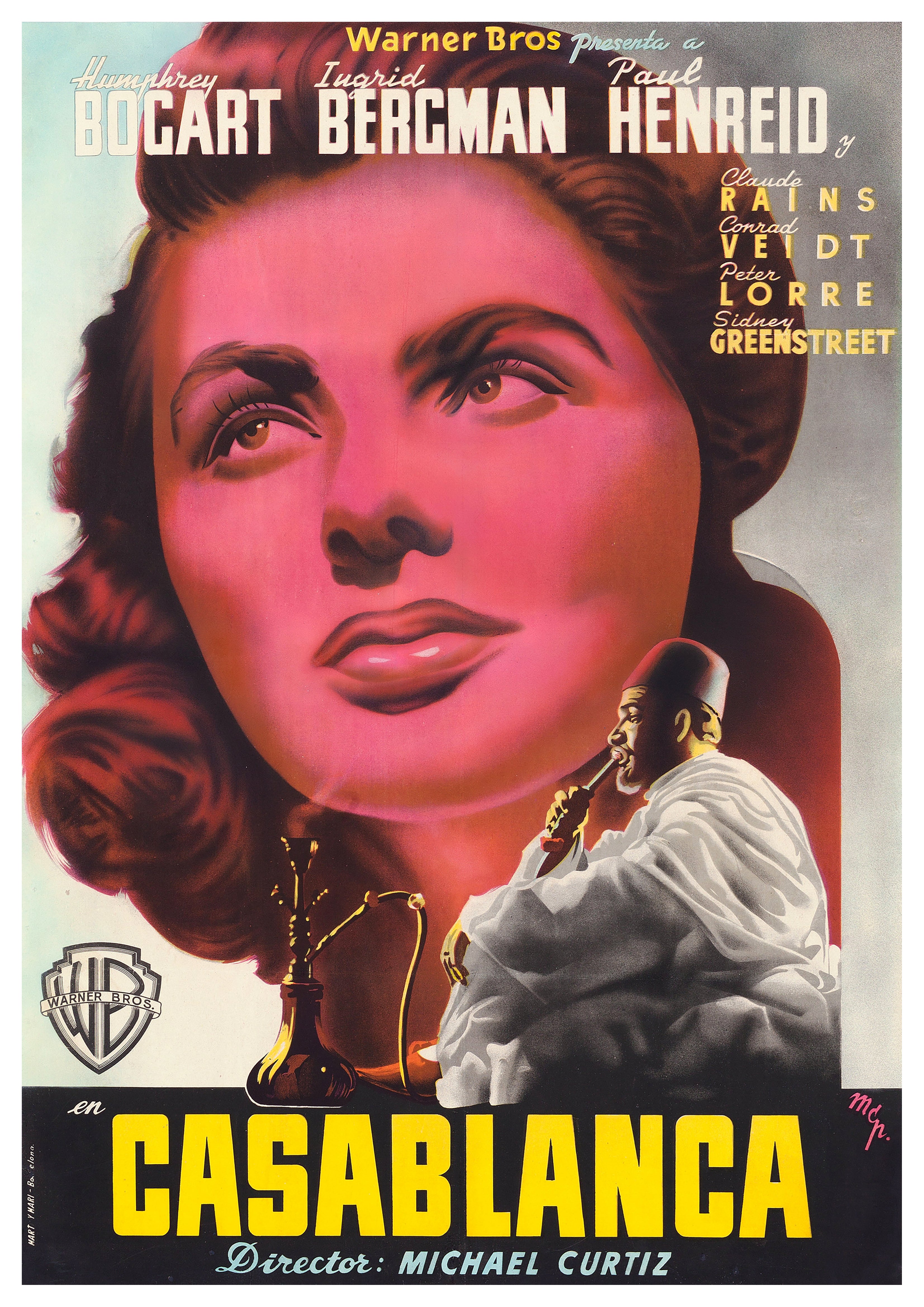 Reproduction Vintage "Casablanca - Spanish" Movie Poster, Home Wall Art, Size: A2