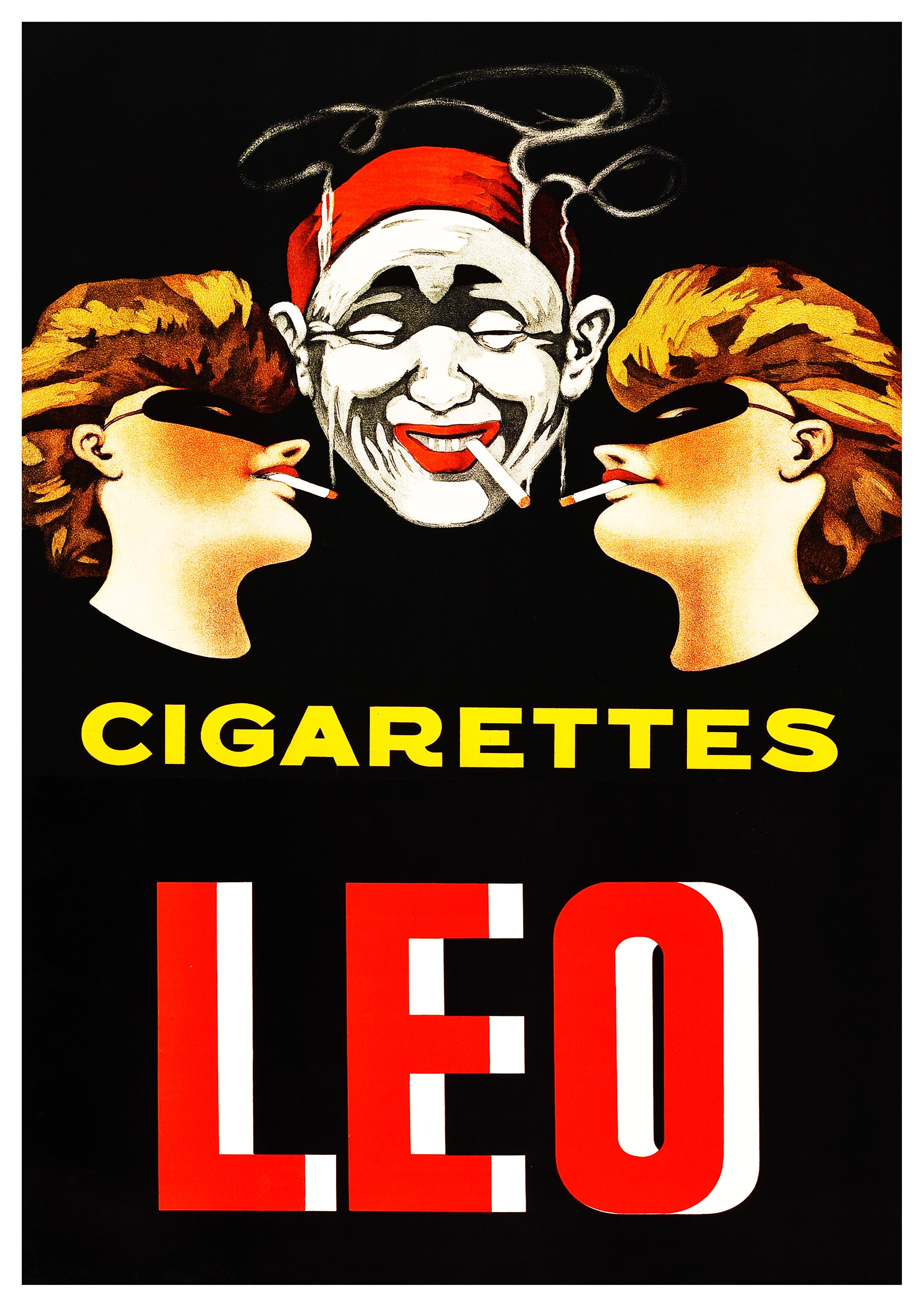 Reproduction Vintage "Cigarettes Leo" Cigarette Poster, Home Wall Art, Size: A2