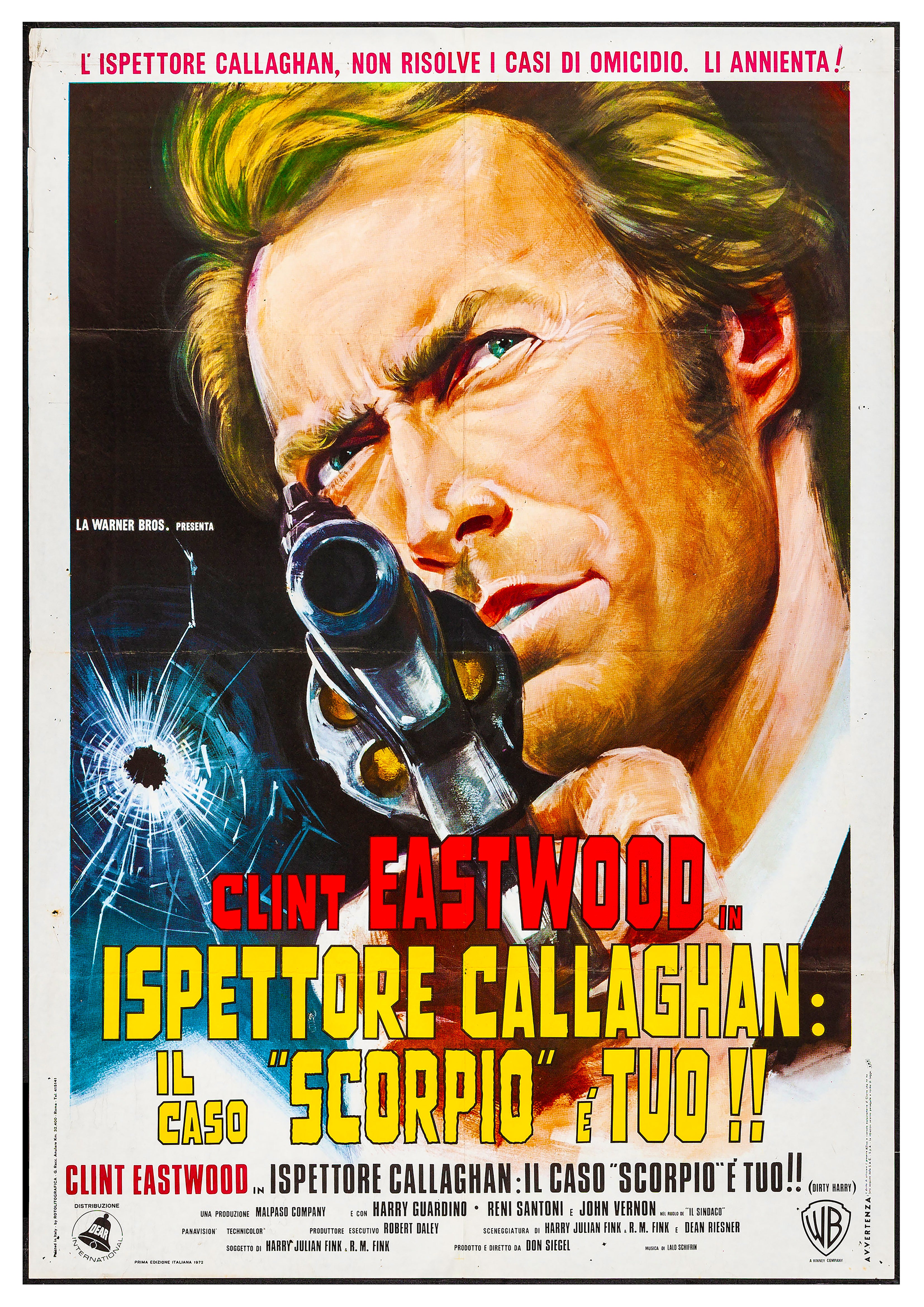 Reproduction Vintage "Dirty Harry - Italian" Movie Poster, Home Wall Art, Size: A2