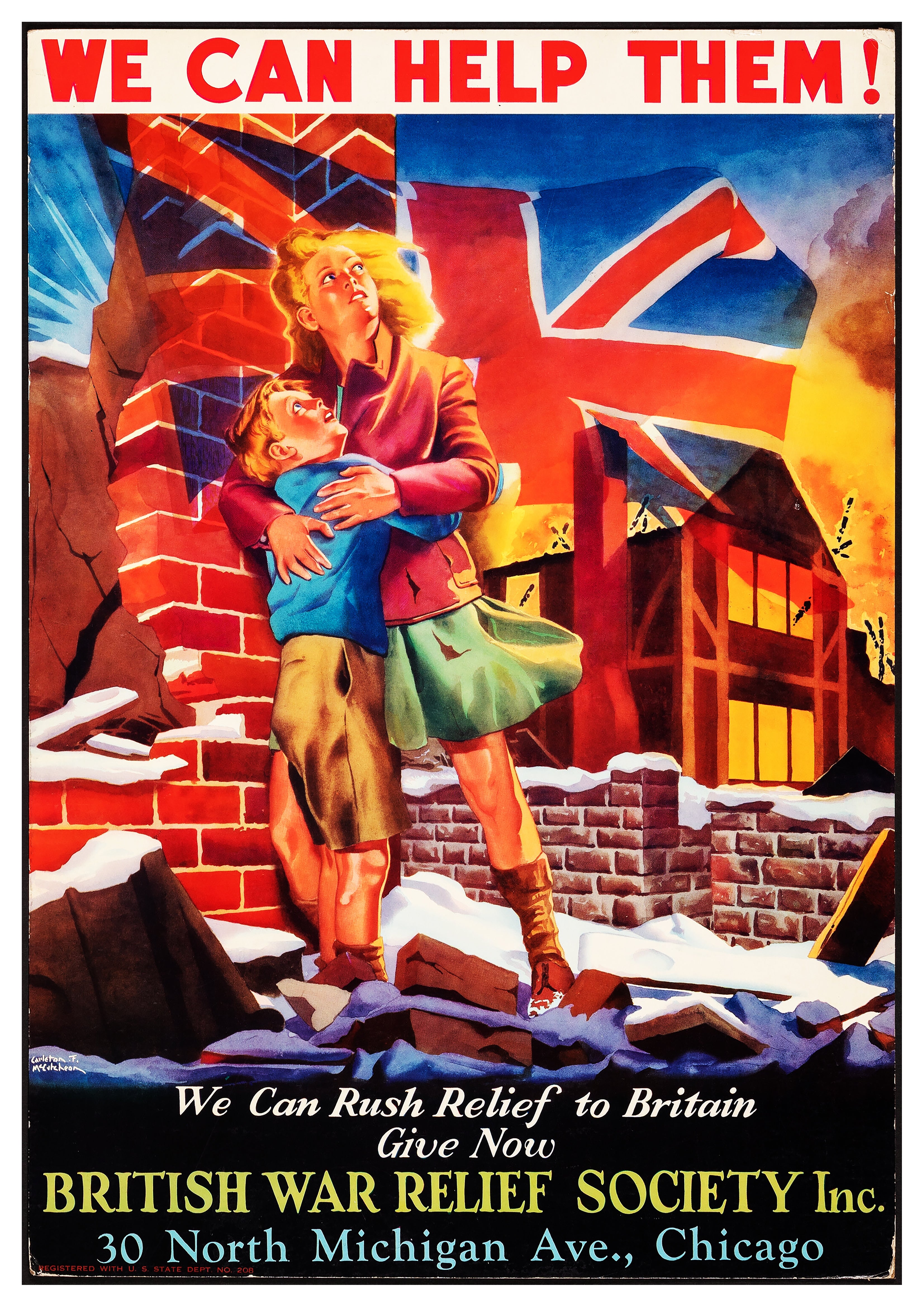 Reproduction Vintage "War Relief Society" World War 2 Poster, Size A2