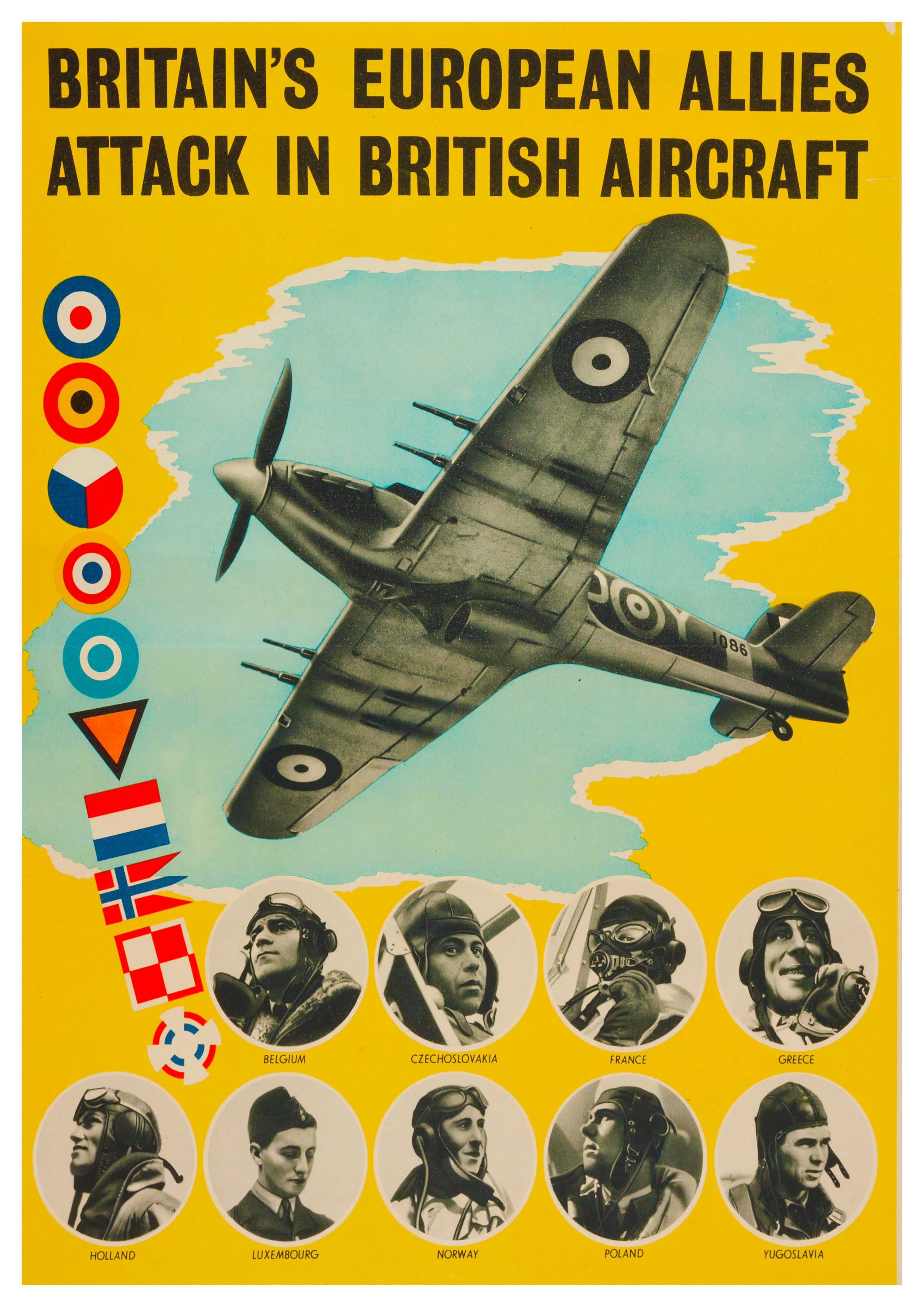 Reproduction Vintage "European Allies" World War 2 Poster, Size A2