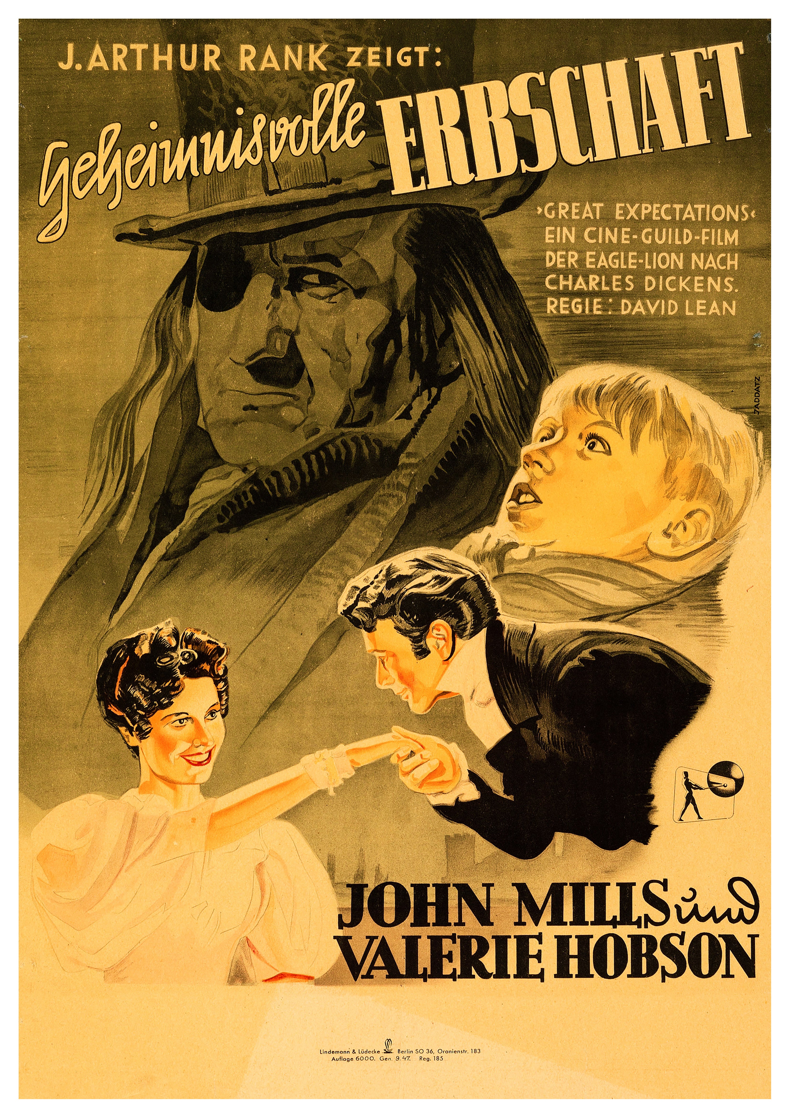 Reproduction Vintage "Great Expectations - German" Movie Poster, Home Wall Art Size: A2