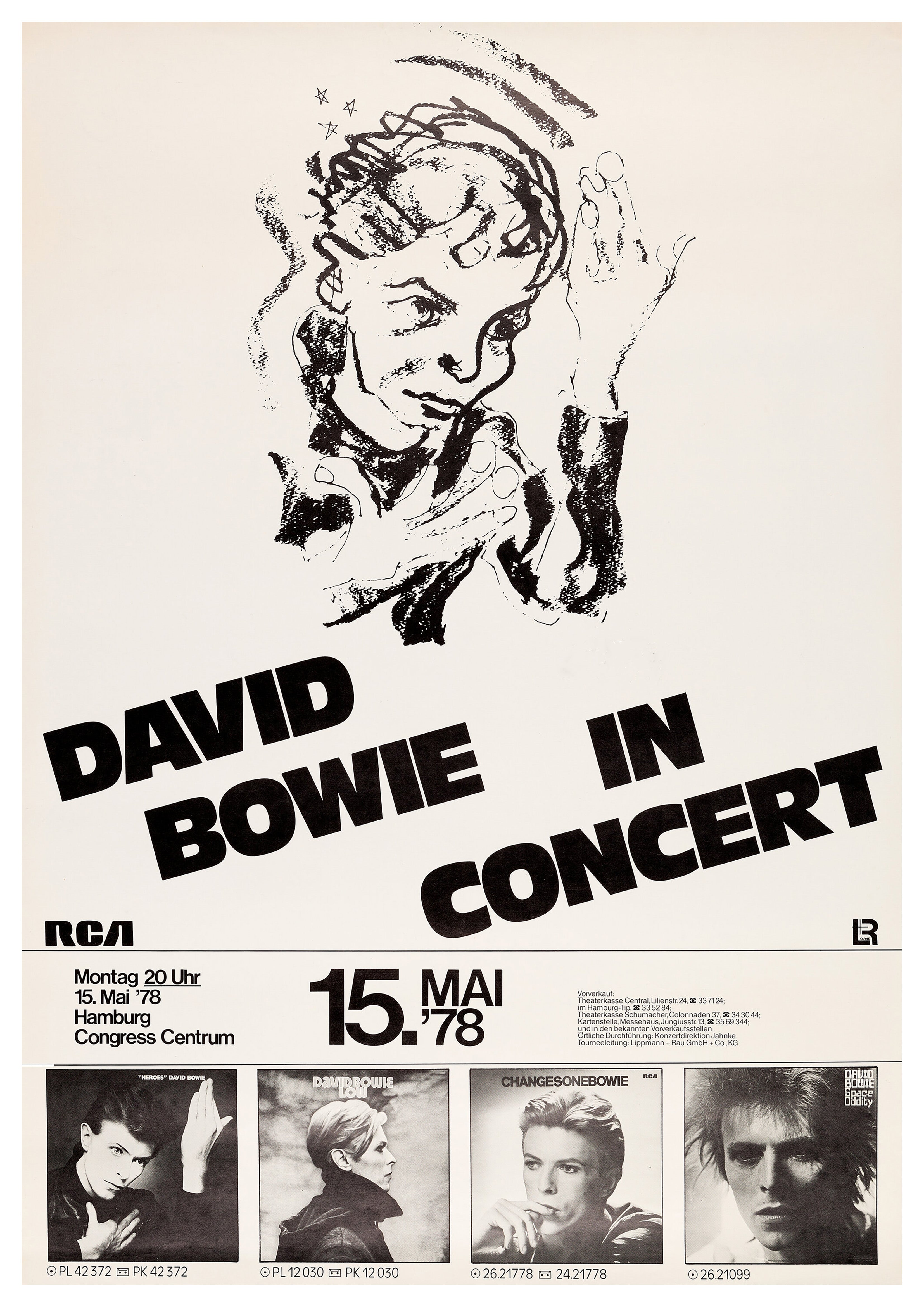 Reproduction Vintage David Bowie "Hamburg 1978" Music Poster