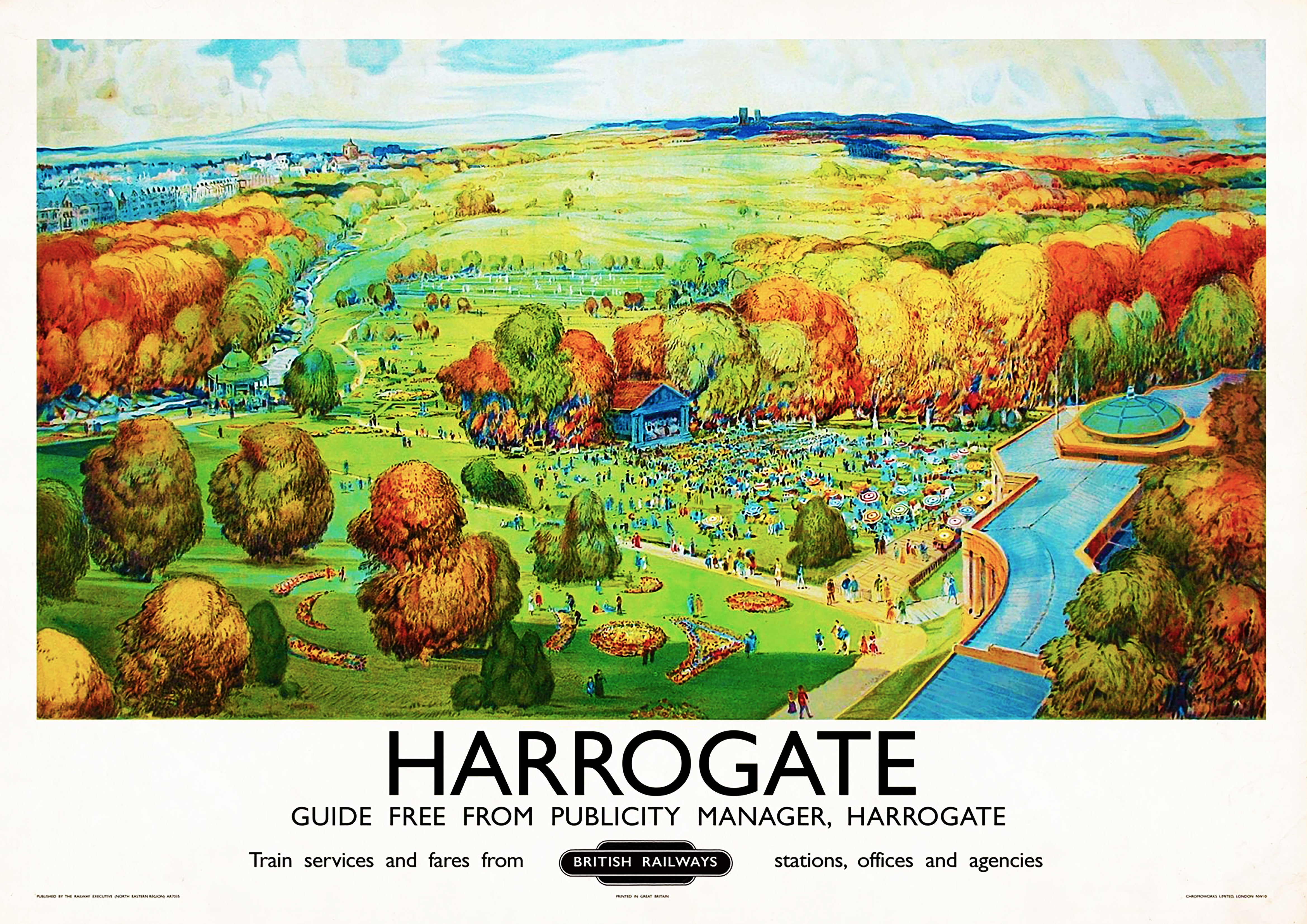 Reproduction Vintage Travel Poster "Harrogate", Home Wall Art, Size: A2
