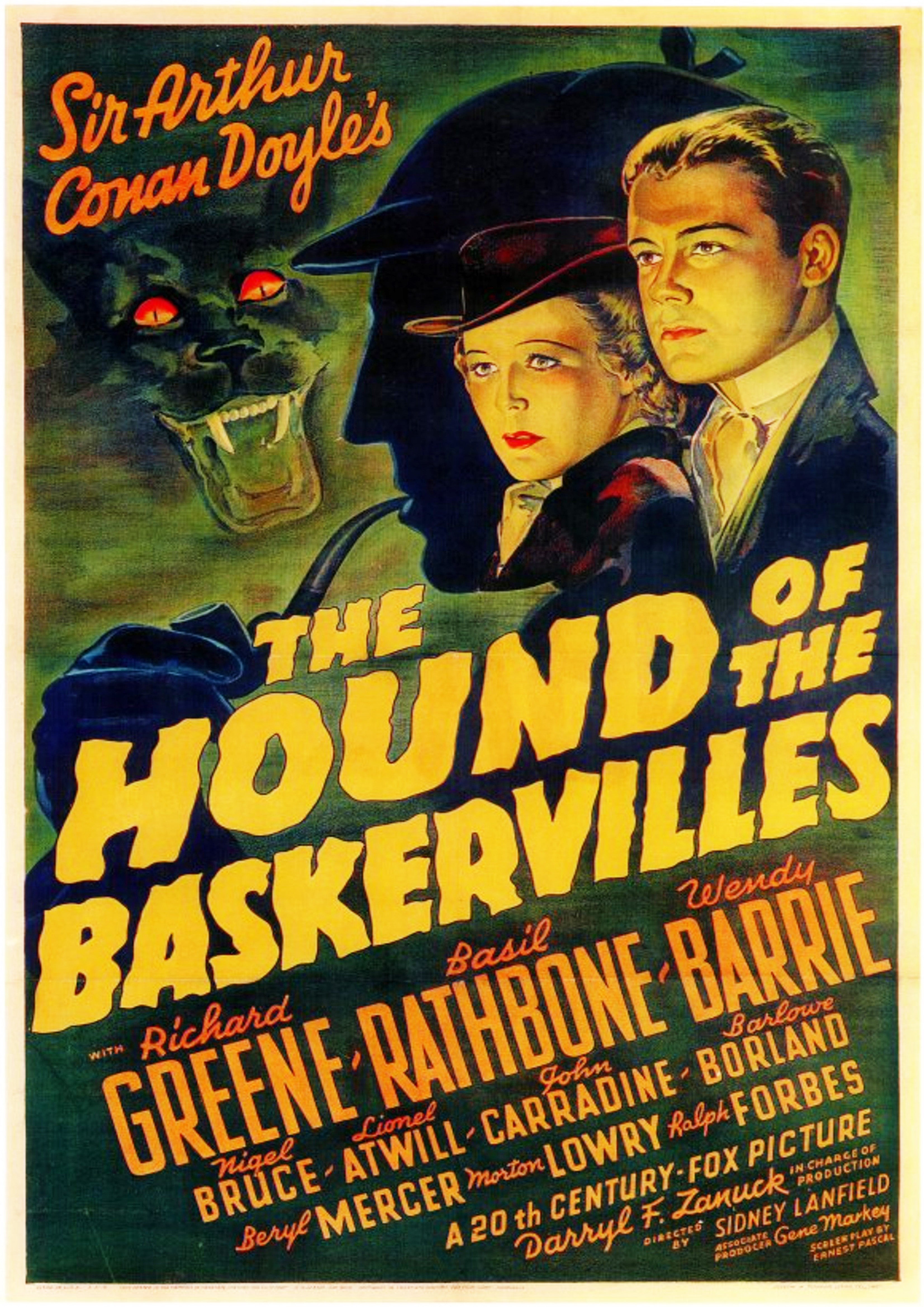 Reproduction Vintage Sherlock Holmes "The Hound of the Baskervilles" Movie Poster