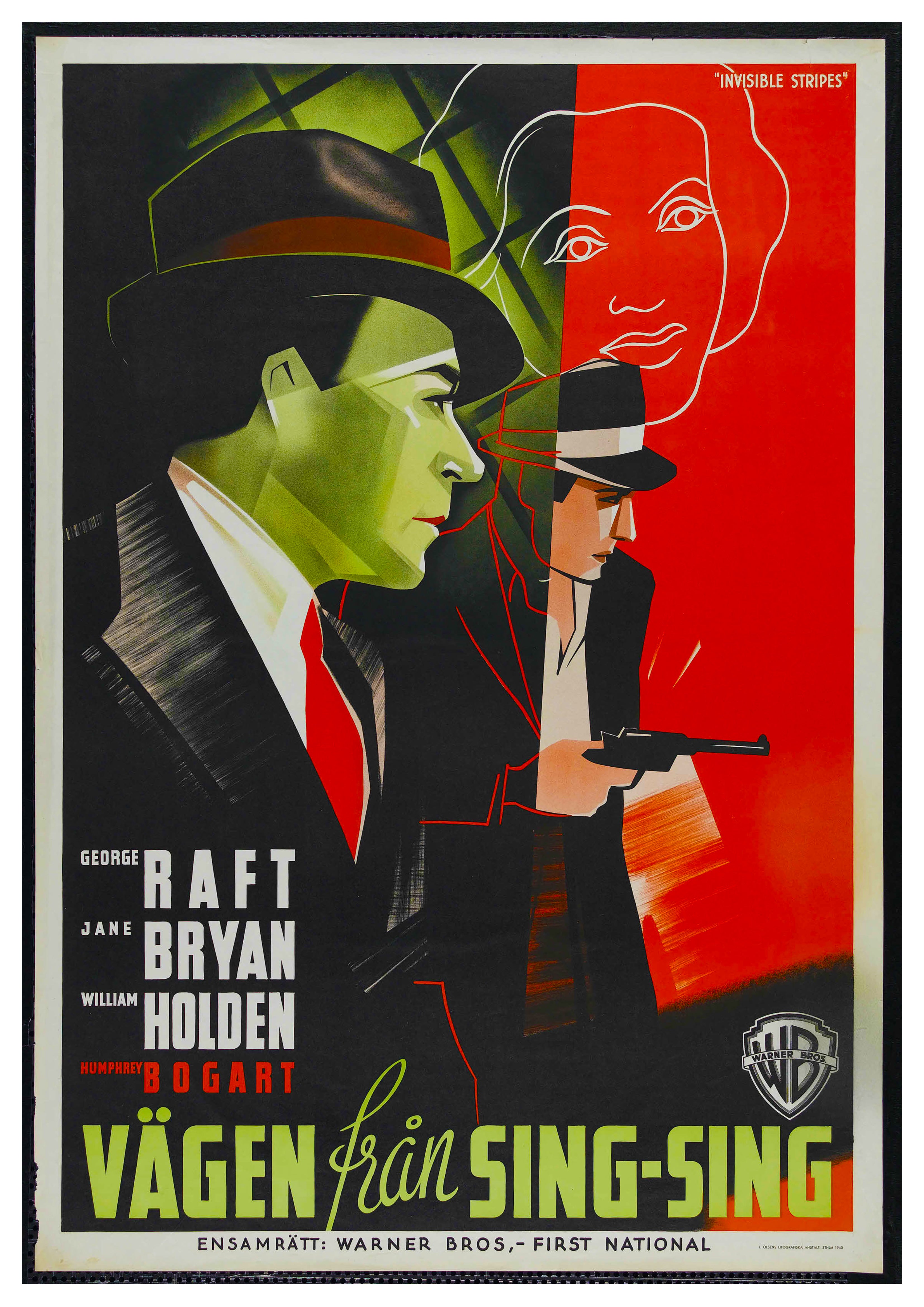 Reproduction Vintage "Invisible Stripes" **Swedish** Movie Poster