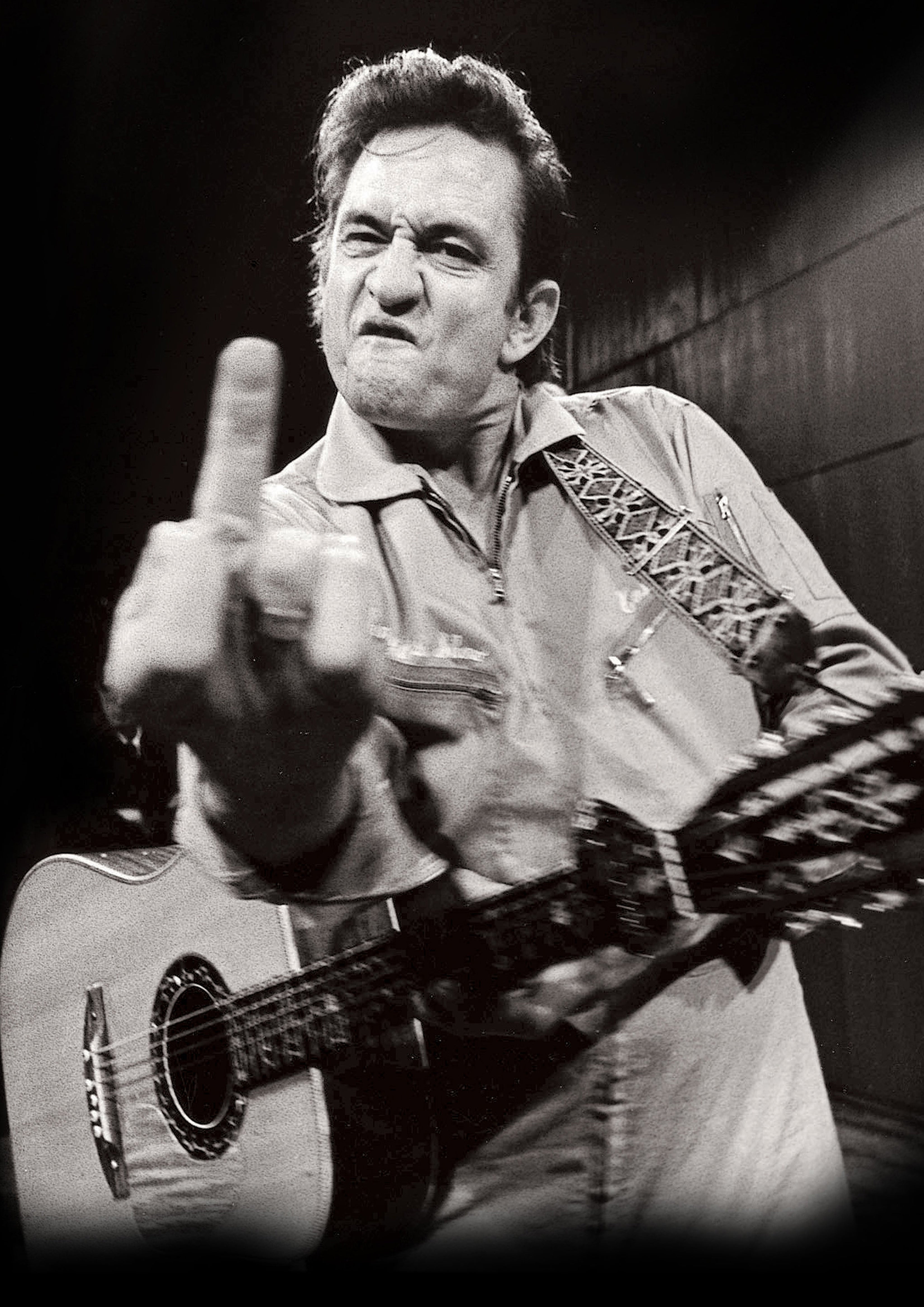 Reproduction Vintage Johnny Cash "Black & White" Music Poster, Size A2