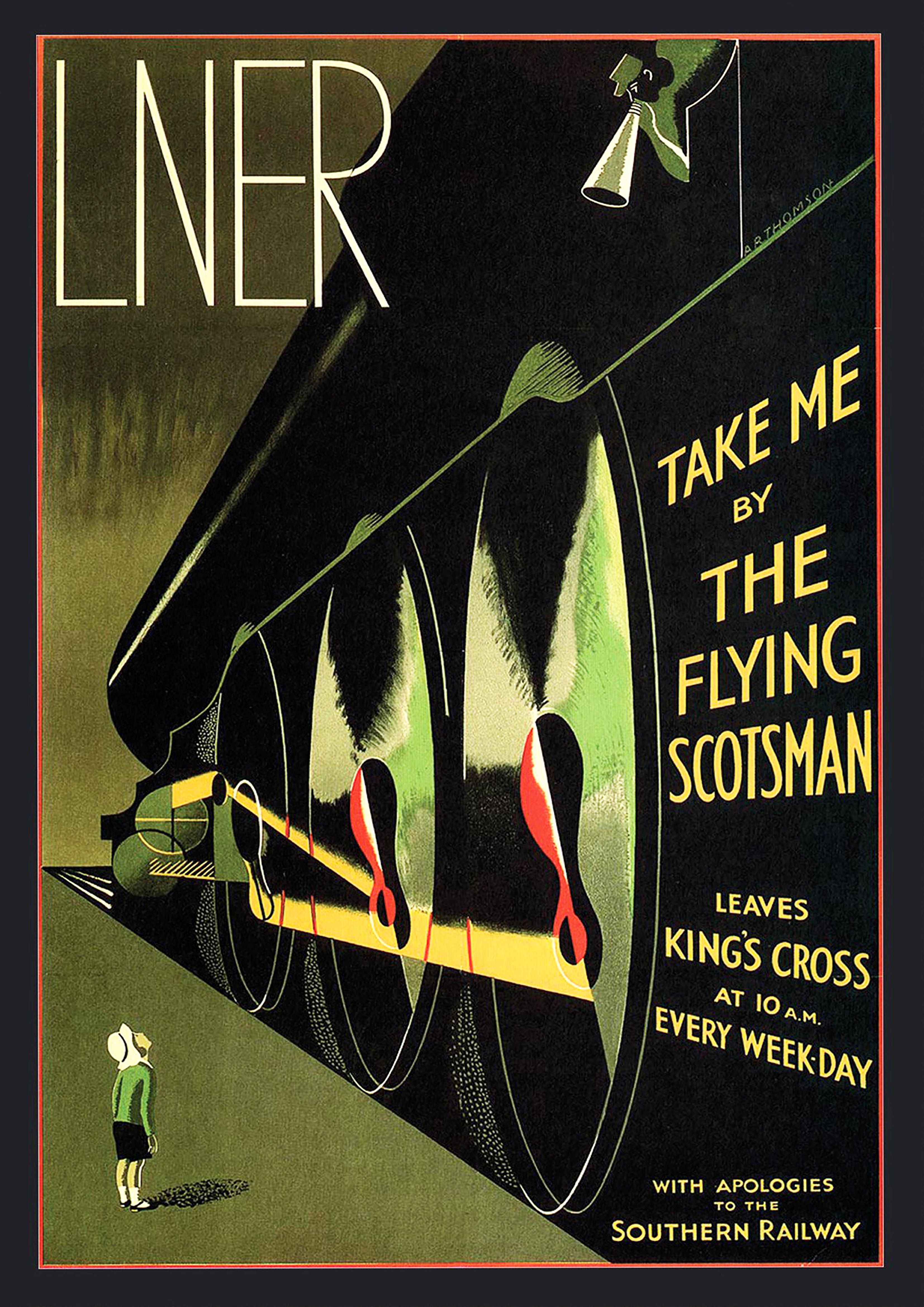 Reproduction Vintage Railway Poster "Take Me by Flying Scotsman", Home Wall Art, Size: A2