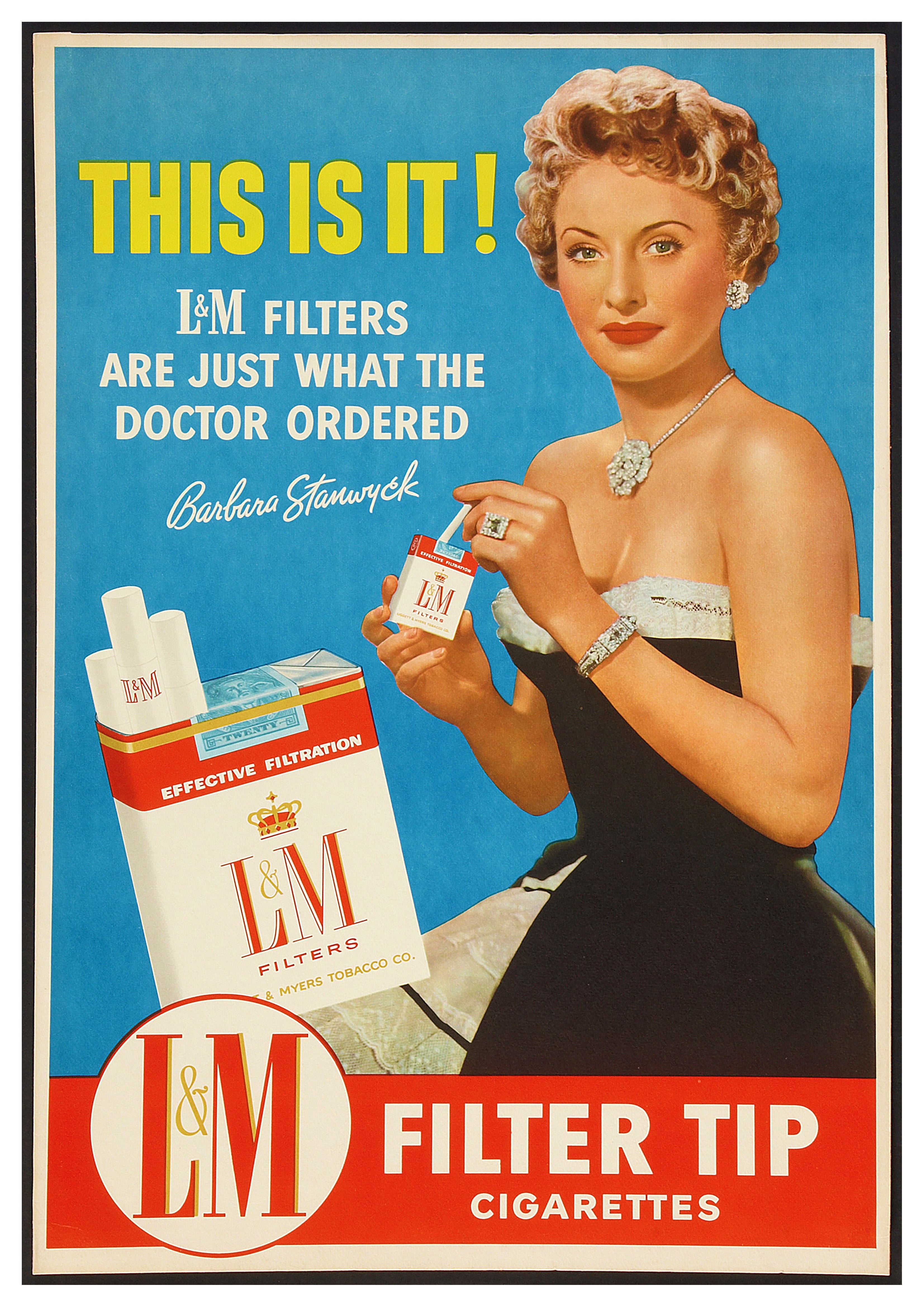 Reproduction Vintage "L&M Filter Tip" Cigarette Poster, Home Wall Art, Size: A2