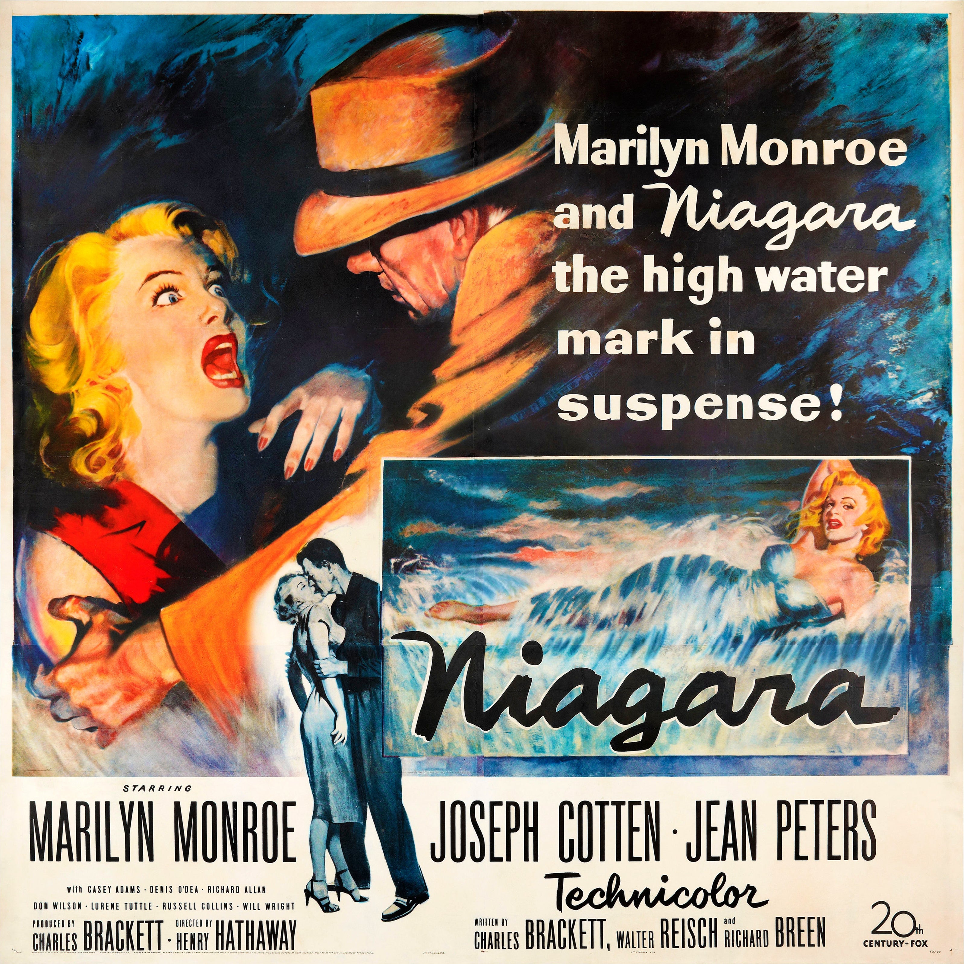 Reproduction Vintage Movie Poster "Niagara" Home Wall Art, Size: 16" x 16"