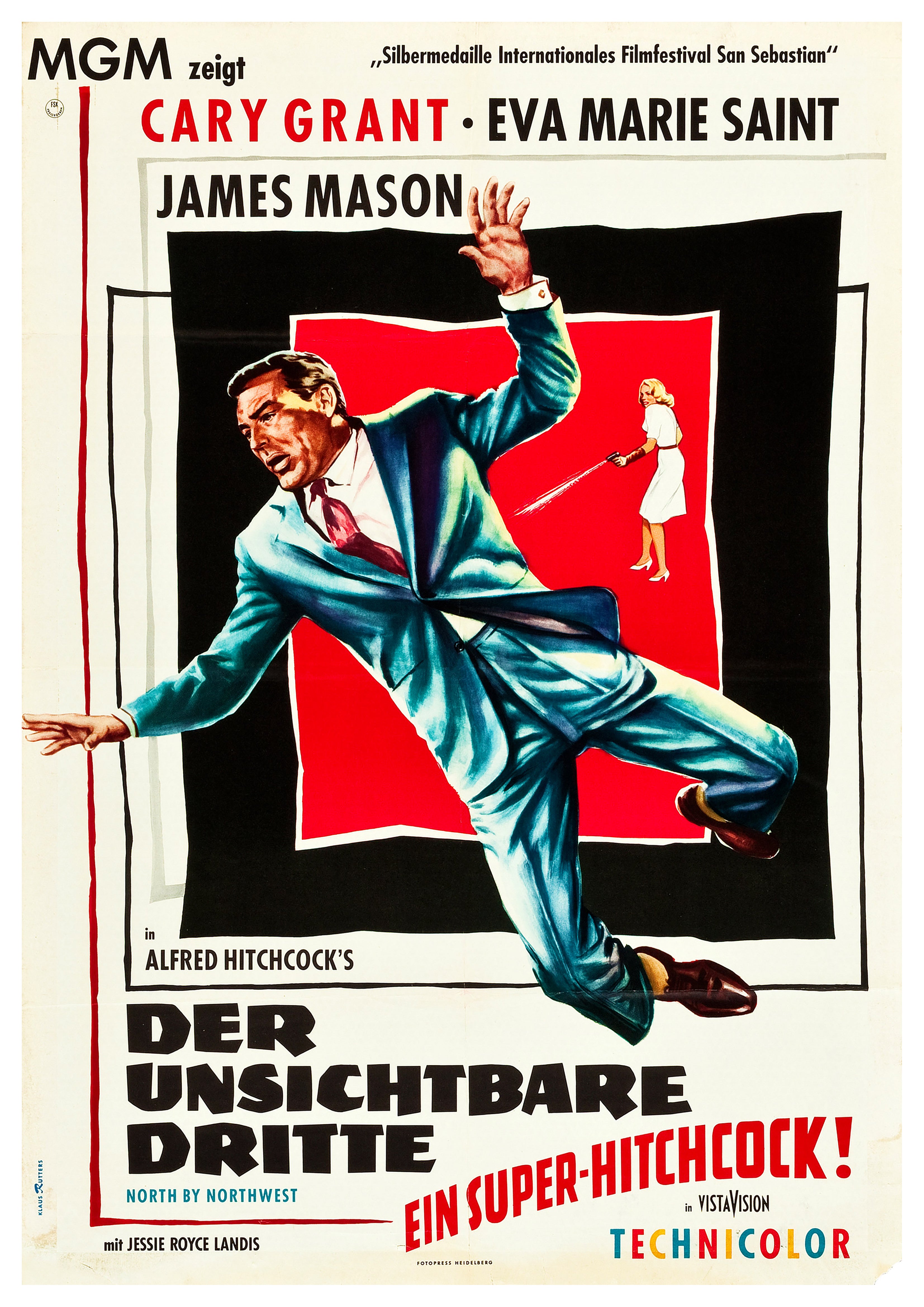 Reproduction Vintage "North By Northwest - German" Classic Movie Poster