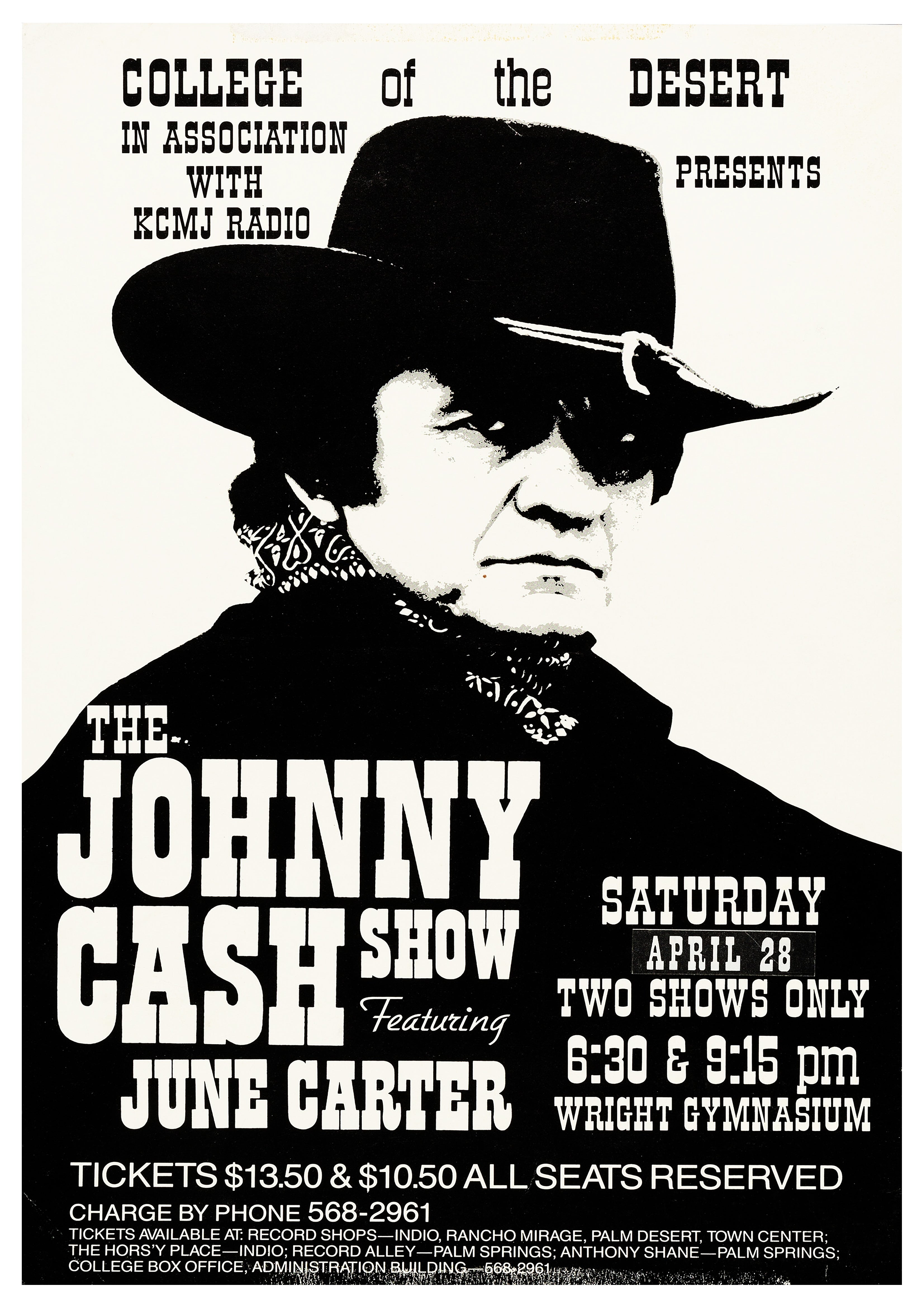 Reproduction Vintage Johnny Cash "Palm Desert" Music Poster, Size A2