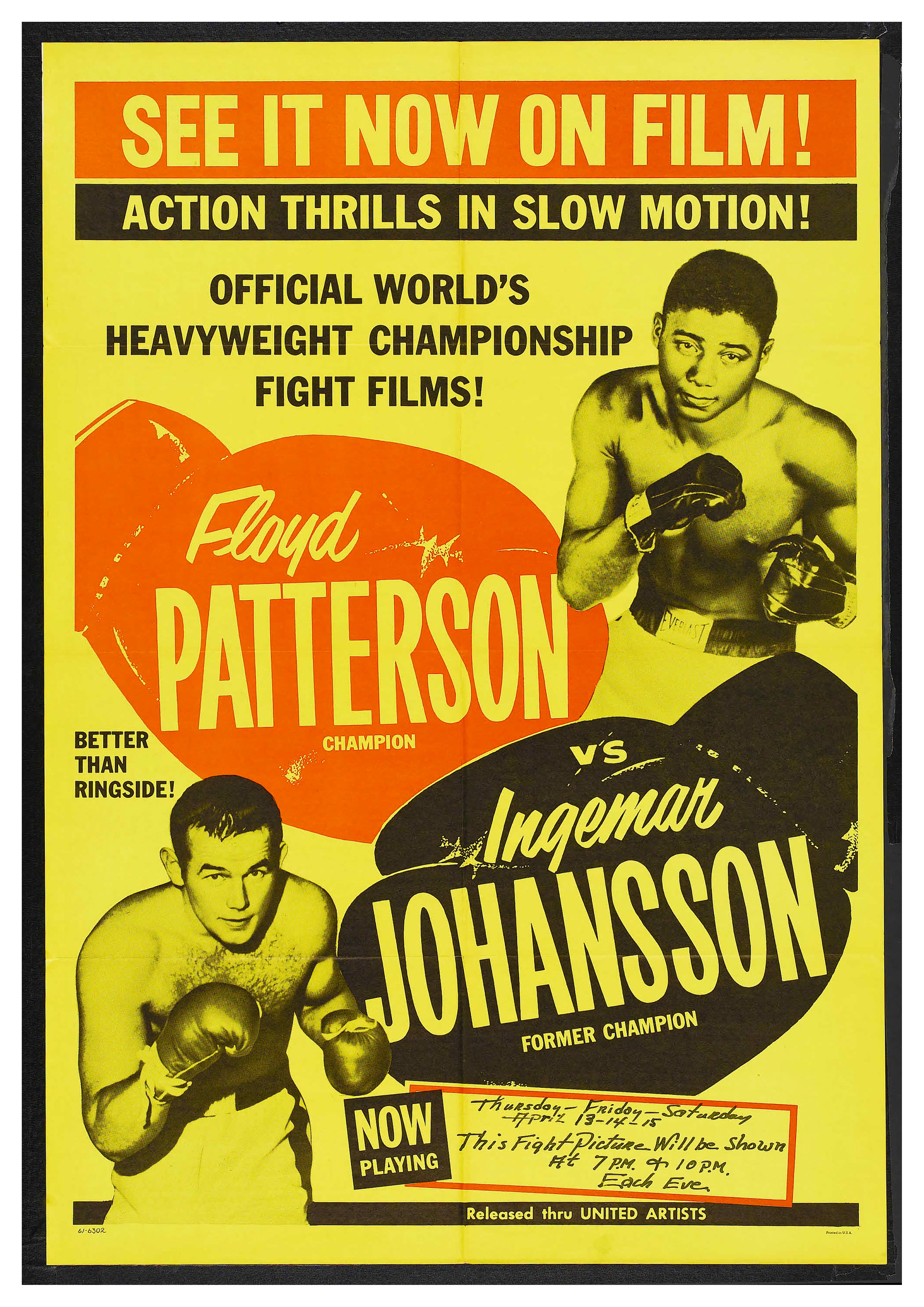 Reproduction Vintage "Patterson vs Johansson" Boxing Poster