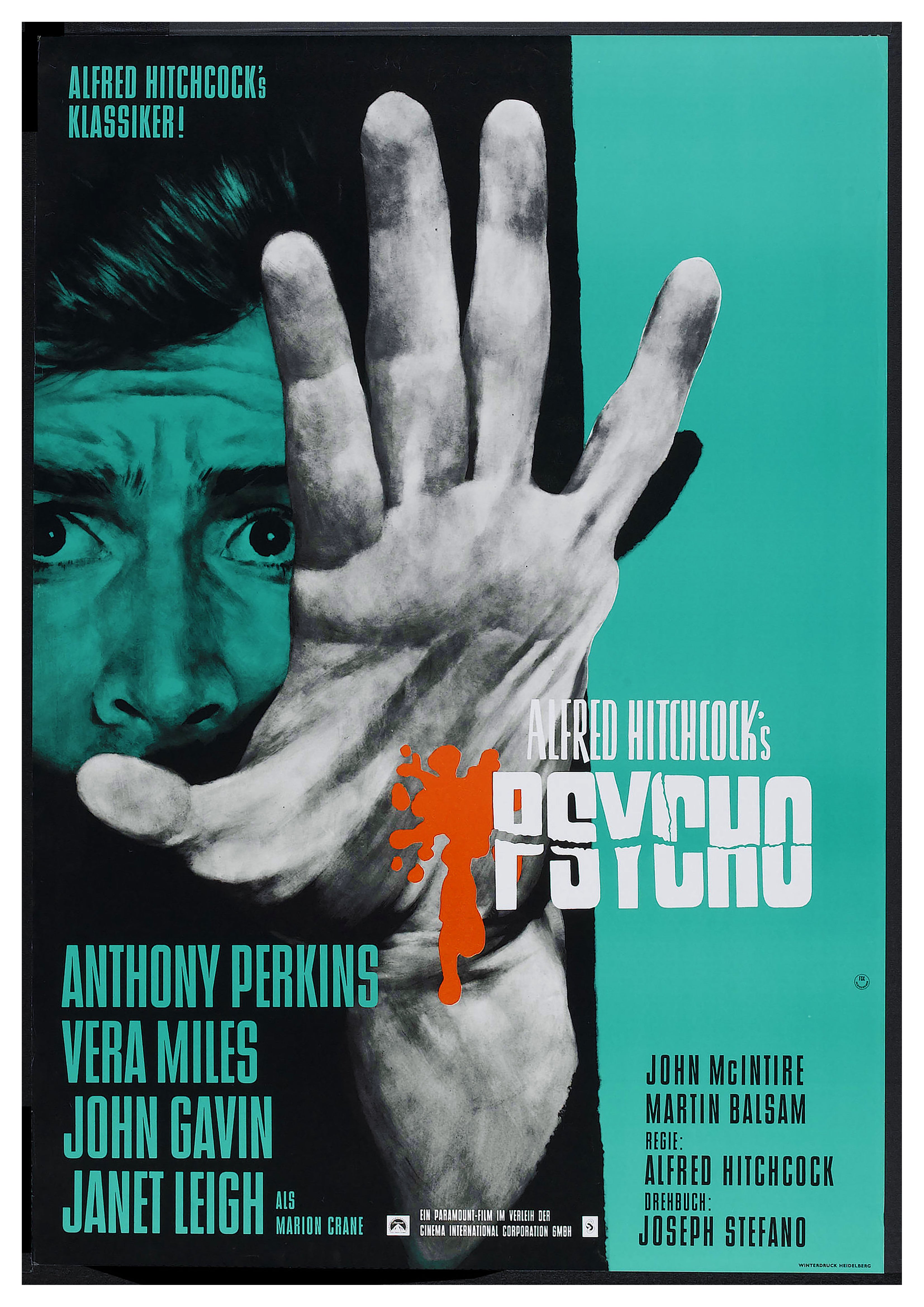 Reproduction Vintage "Psycho - German" Classic Movie Poster