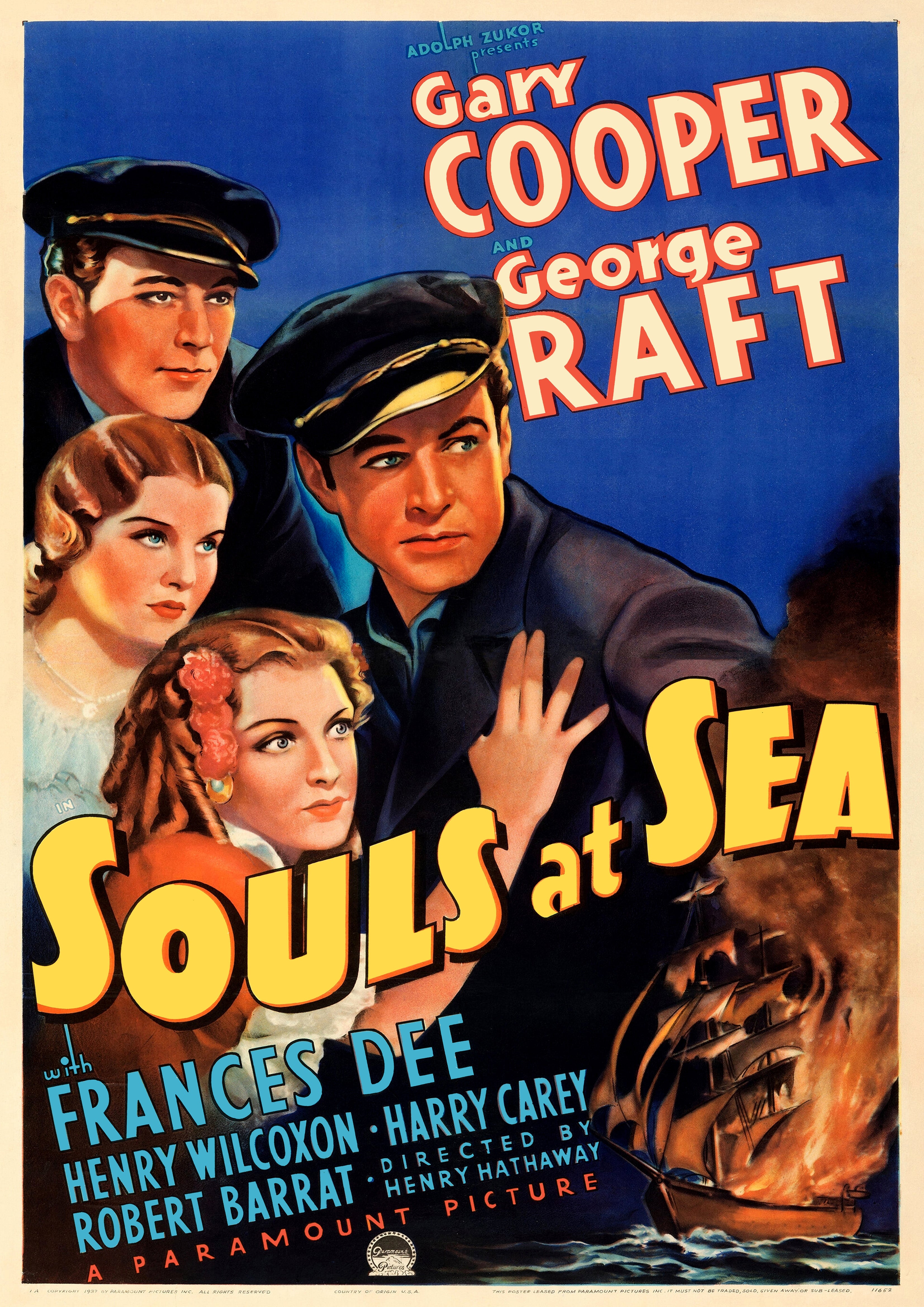 Reproduction Alternate "Souls At Sea" Movie Poster, Home Wall Art Size: A2