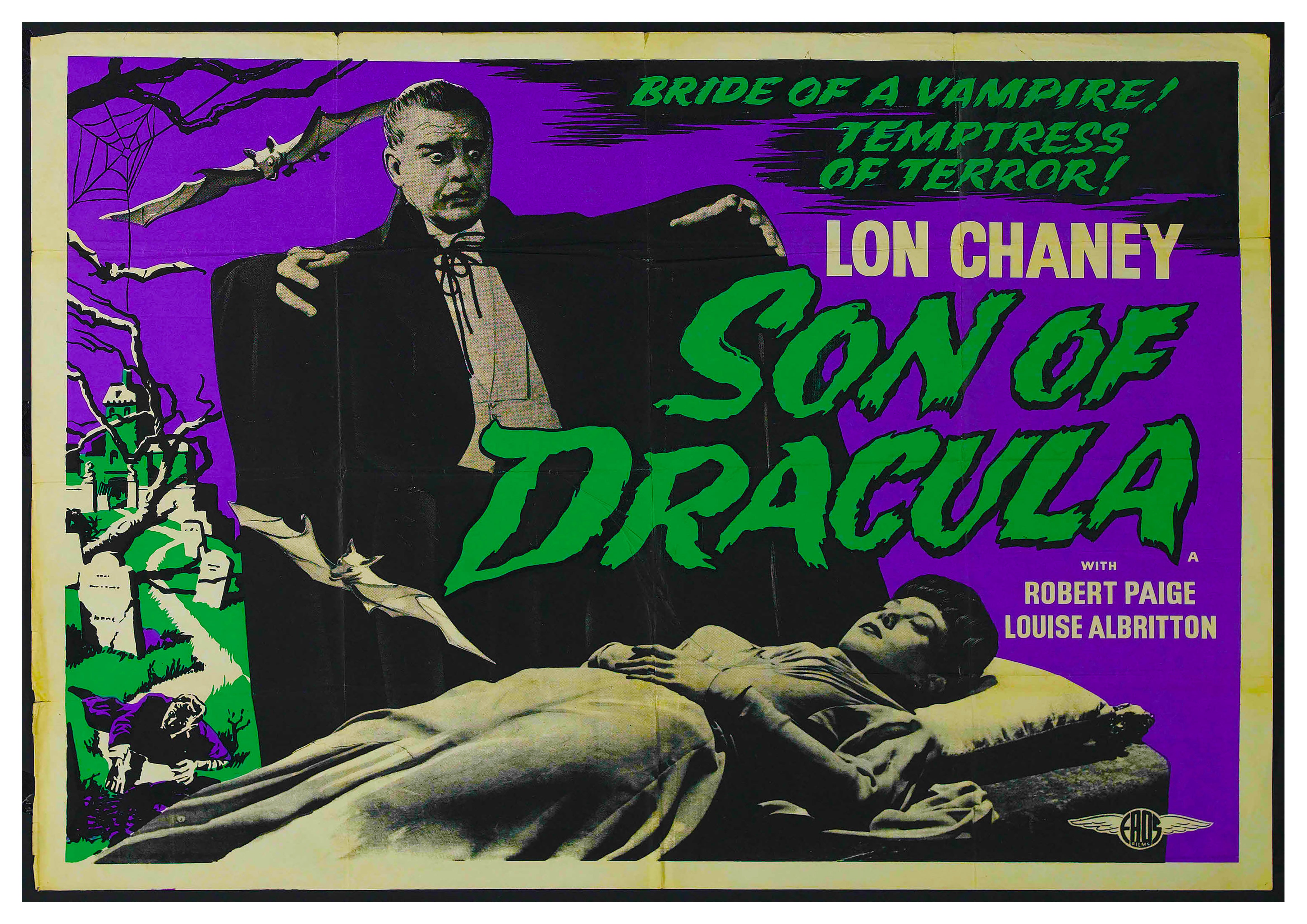 Reproduction Vintage "Son Of Dracula" Horror Movie Poster, Home Wall Art Size: A2