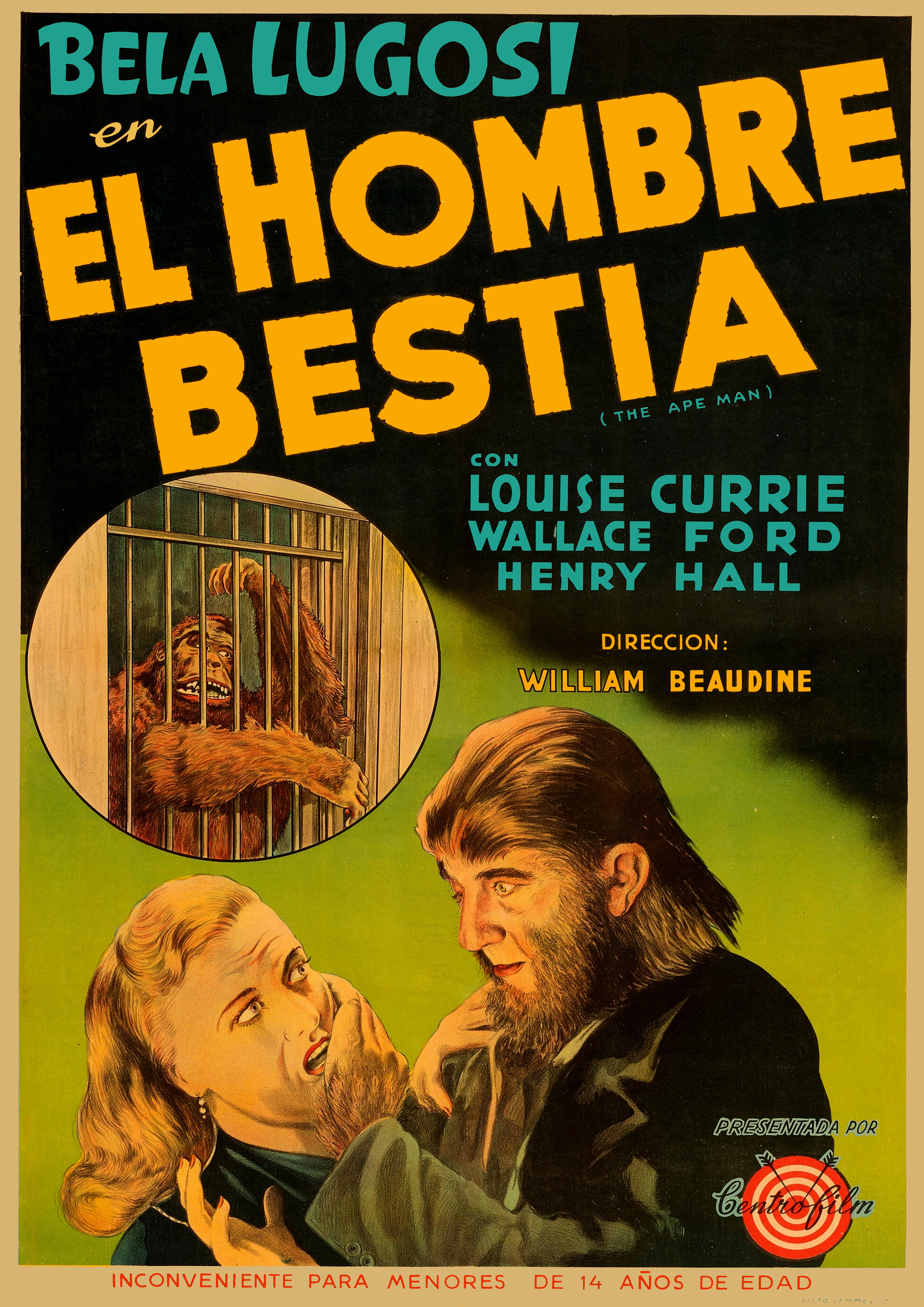 Reproduction Alternate "The Ape Man" Movie Poster, Home Wall Art Size: A2