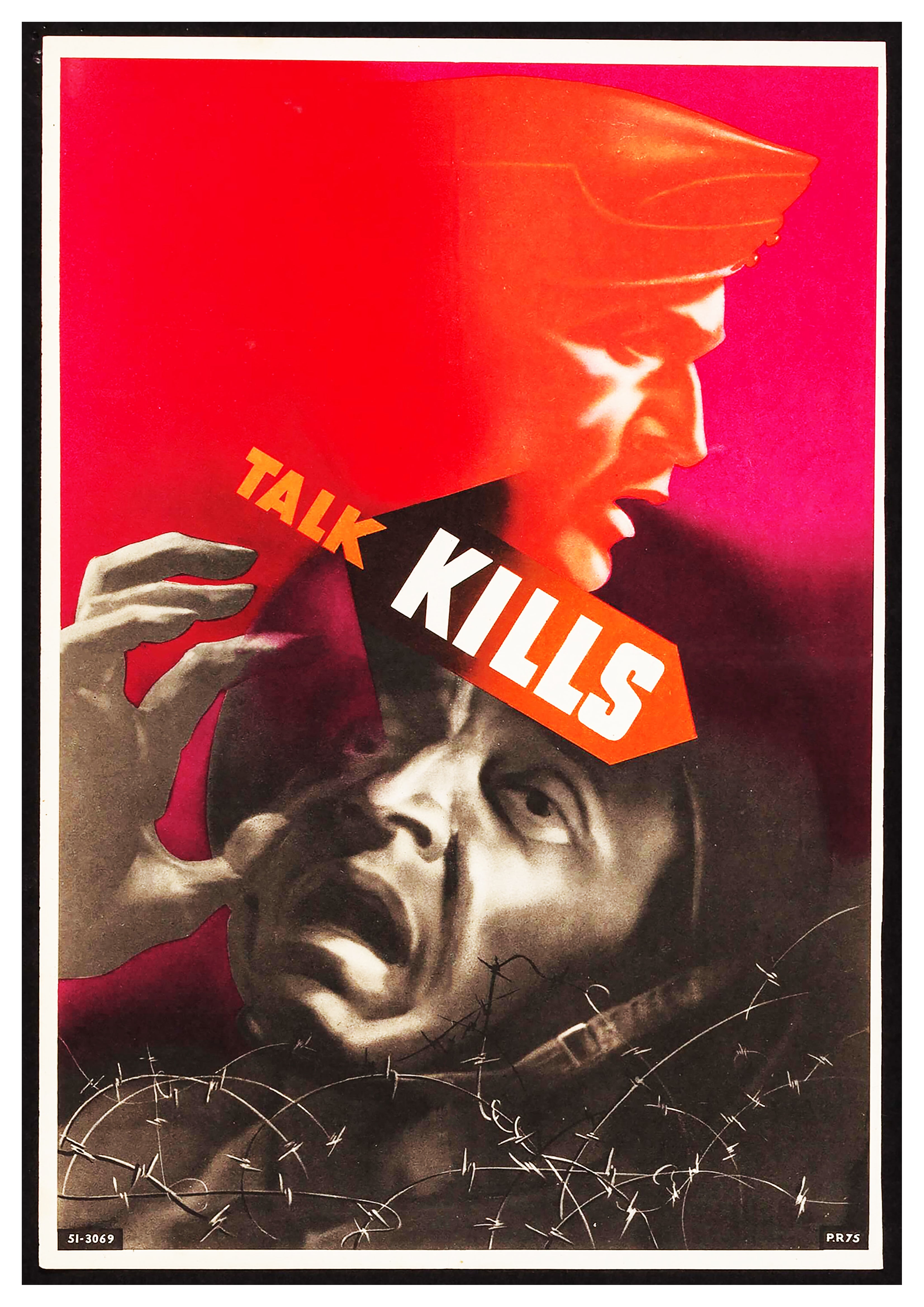 Reproduction Vintage "Talk Kills" World War 2 Poster, Size A2