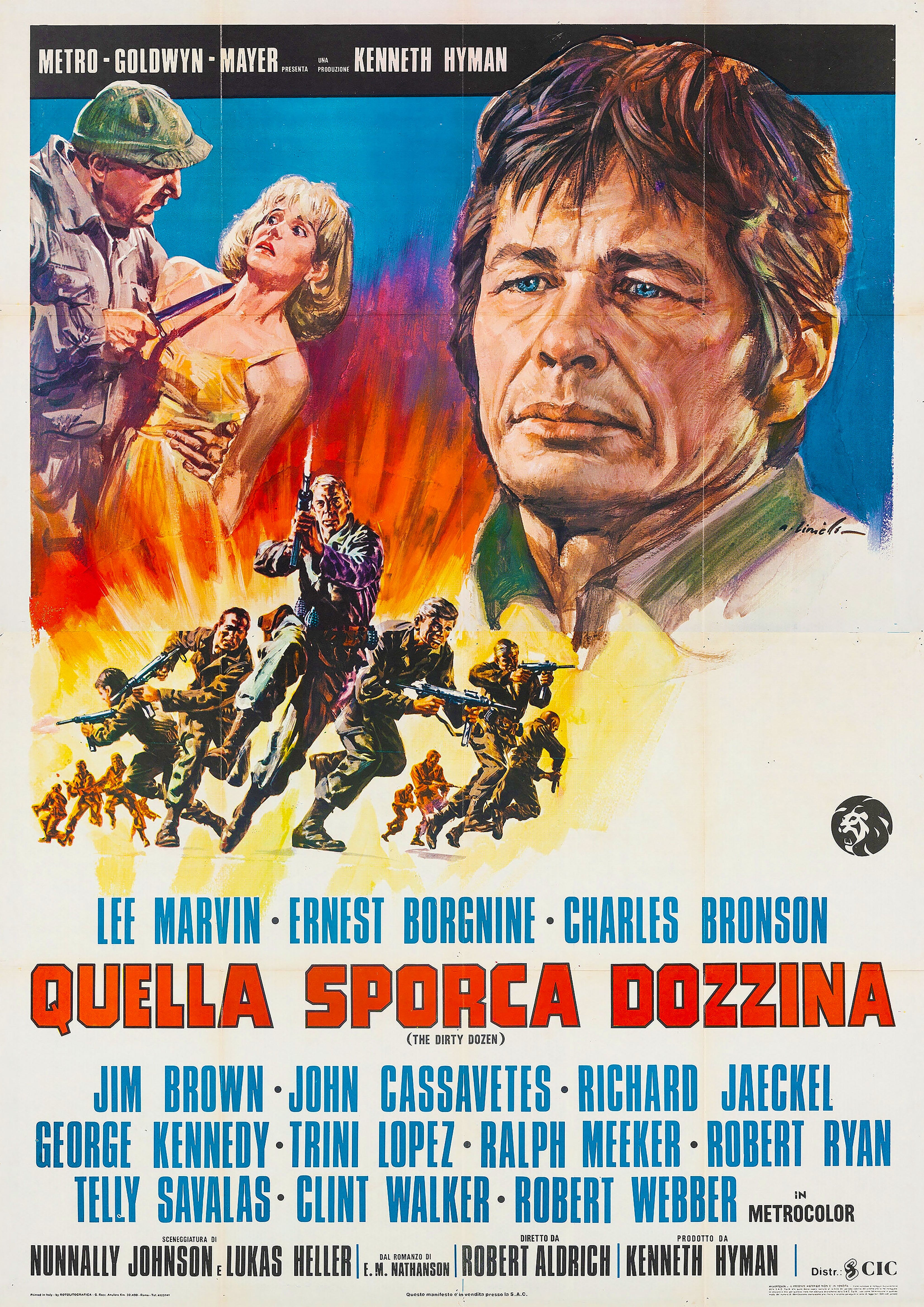 Reproduction Vintage "The Dirty Dozen - Italian" Movie Poster, Home Wall Art, Size: A2