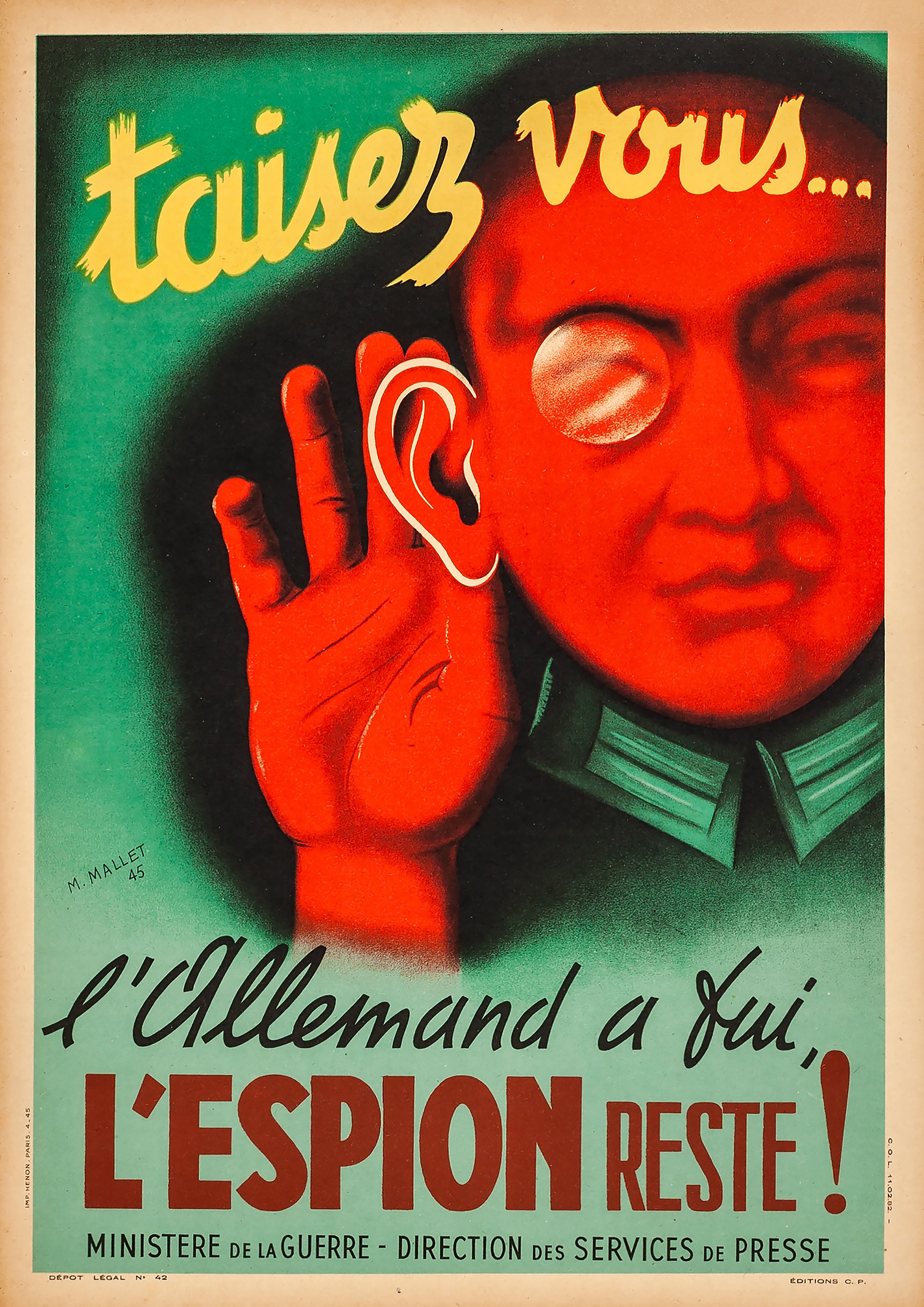Reproduction Vintage "The Spy Remains!" World War 2 Poster, Size A2