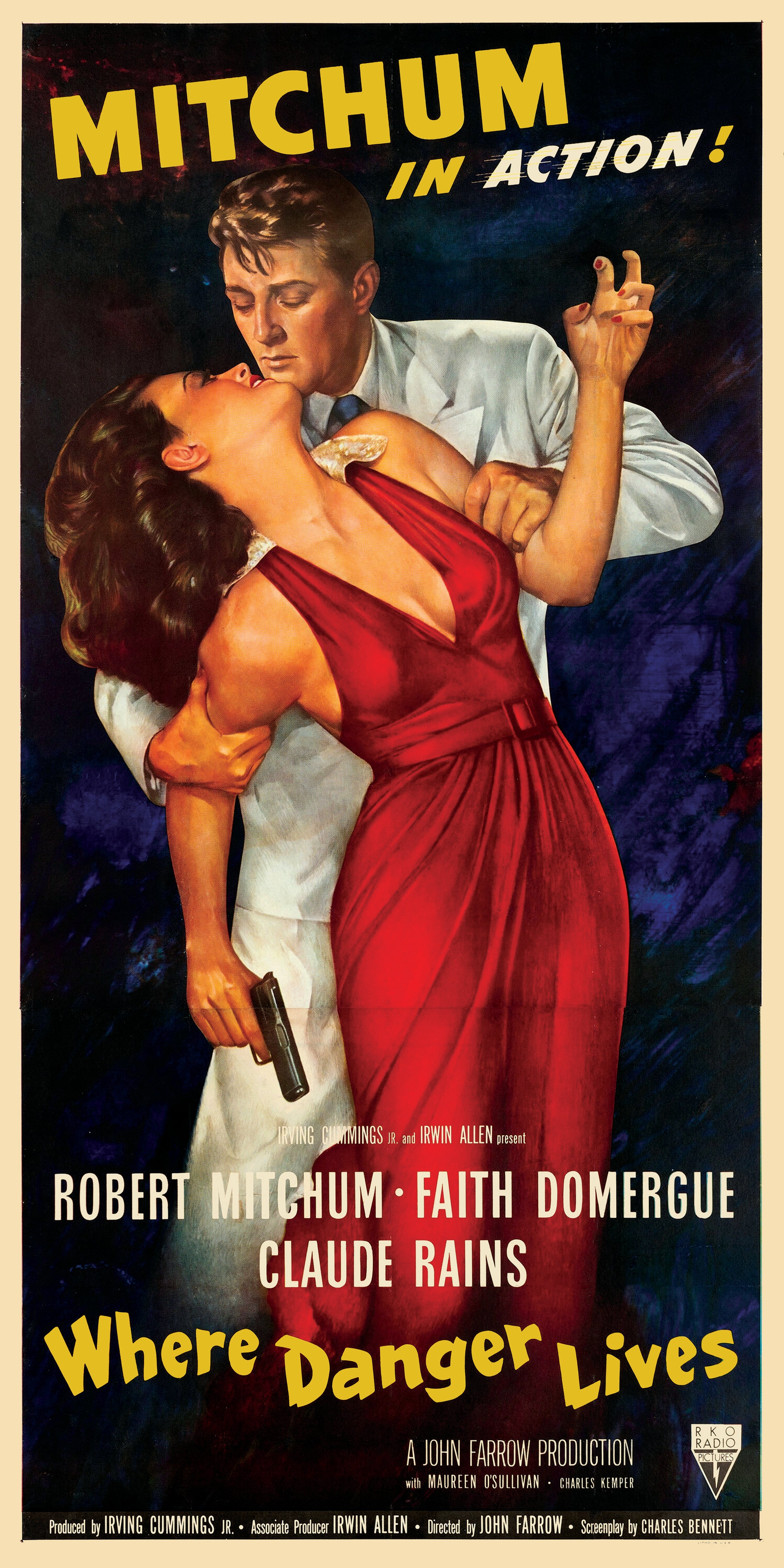 Reproduction Alternate "Where Danger Lives" Movie Poster, Home Wall Art Size: 12" x 24"
