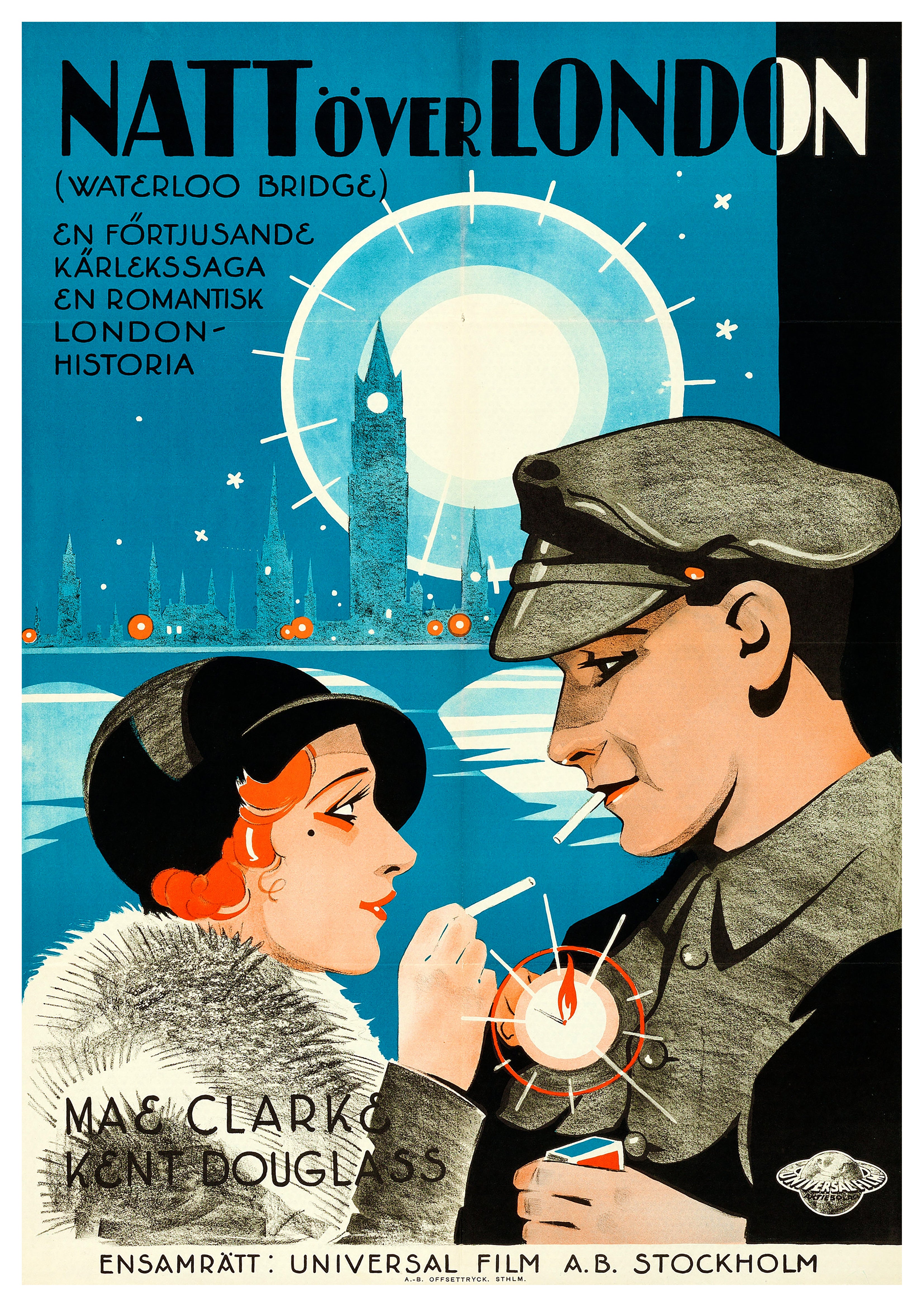 Reproduction Vintage "Waterloo Bridge" **Swedish** Movie Poster