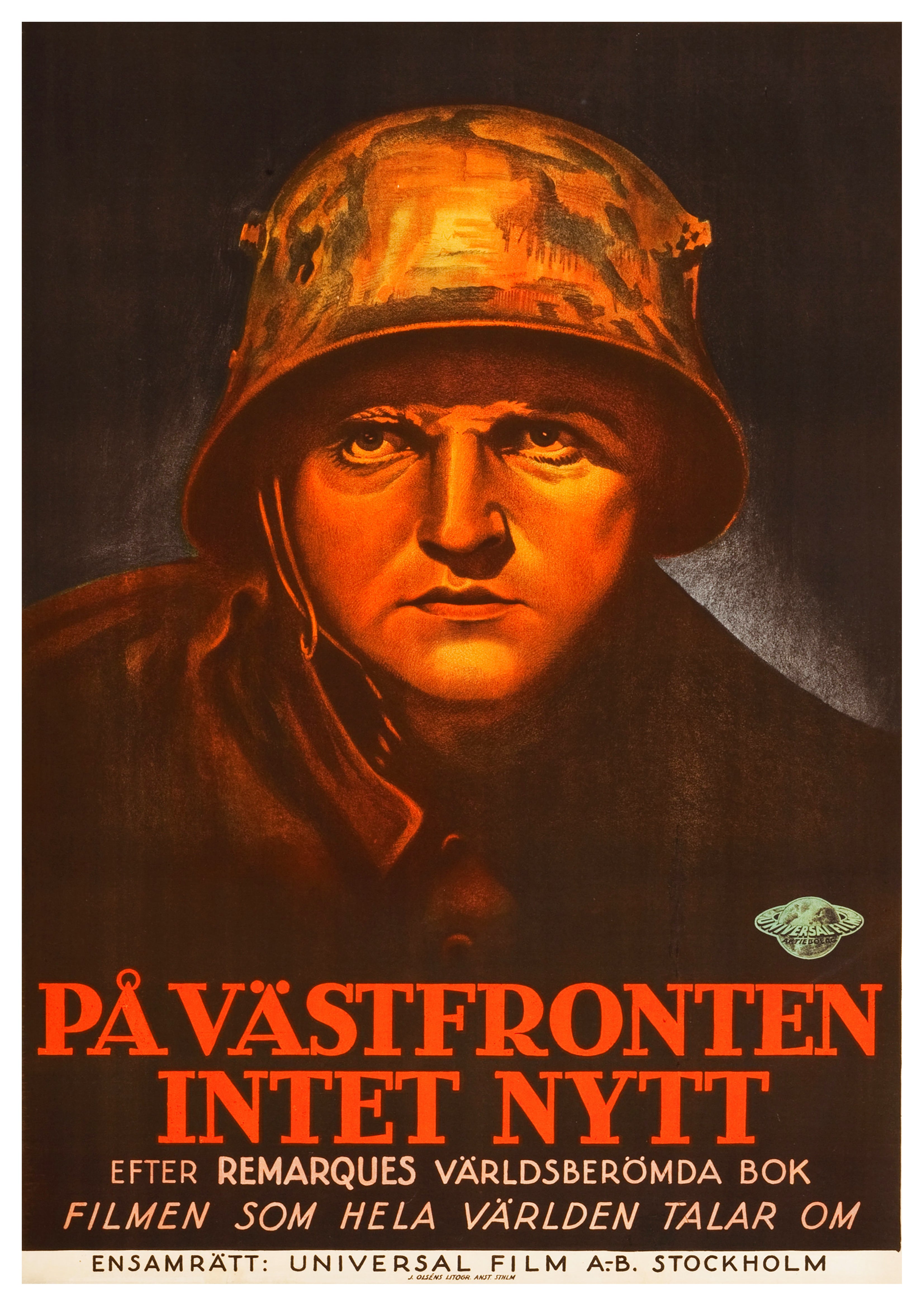 Reproduction Vintage "All Quiet On The Western Front" **Swedish** Movie Poster
