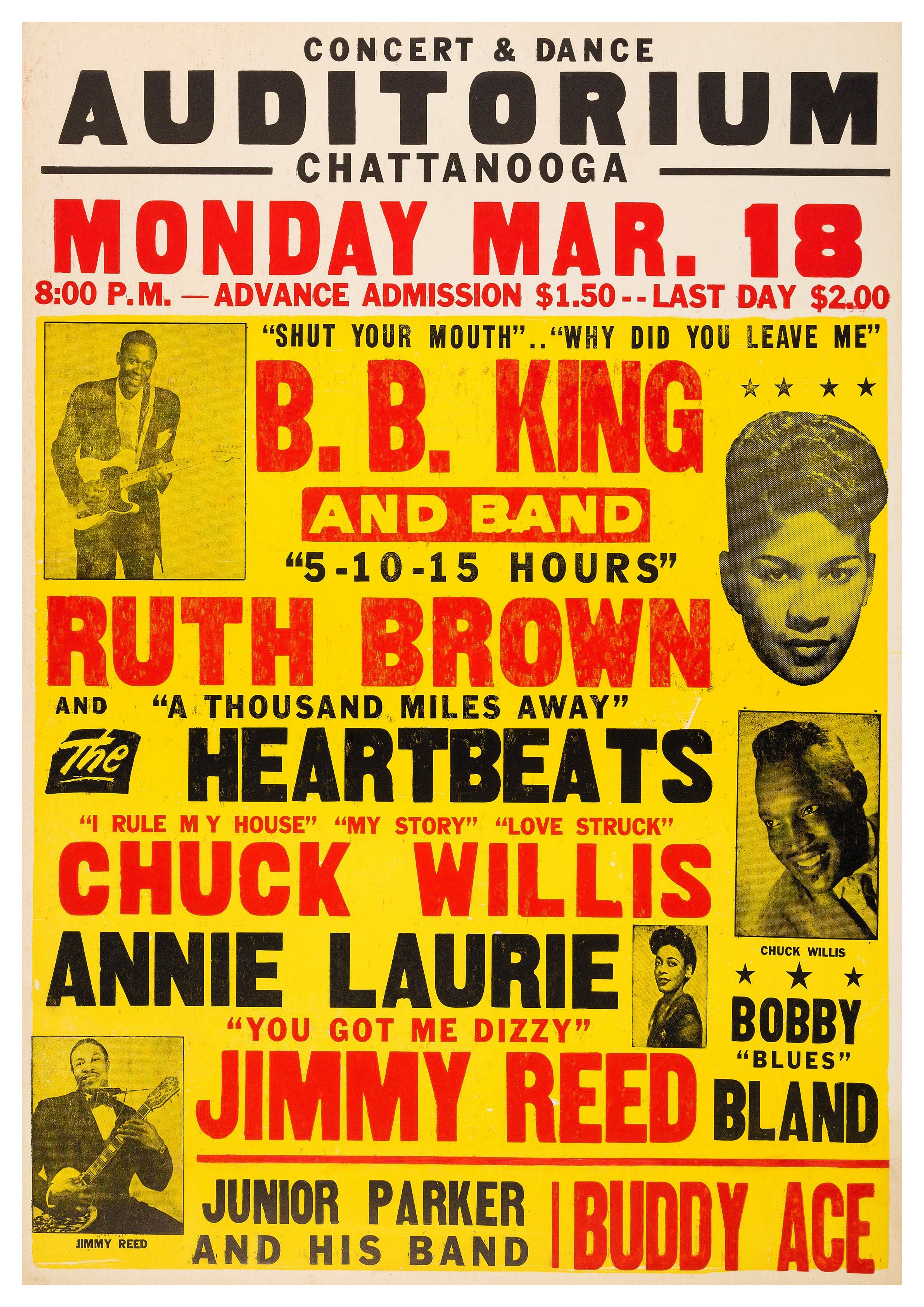 Reproduction Vintage Blues Music Poster "B.B. King - Chattanooga" Size: A2