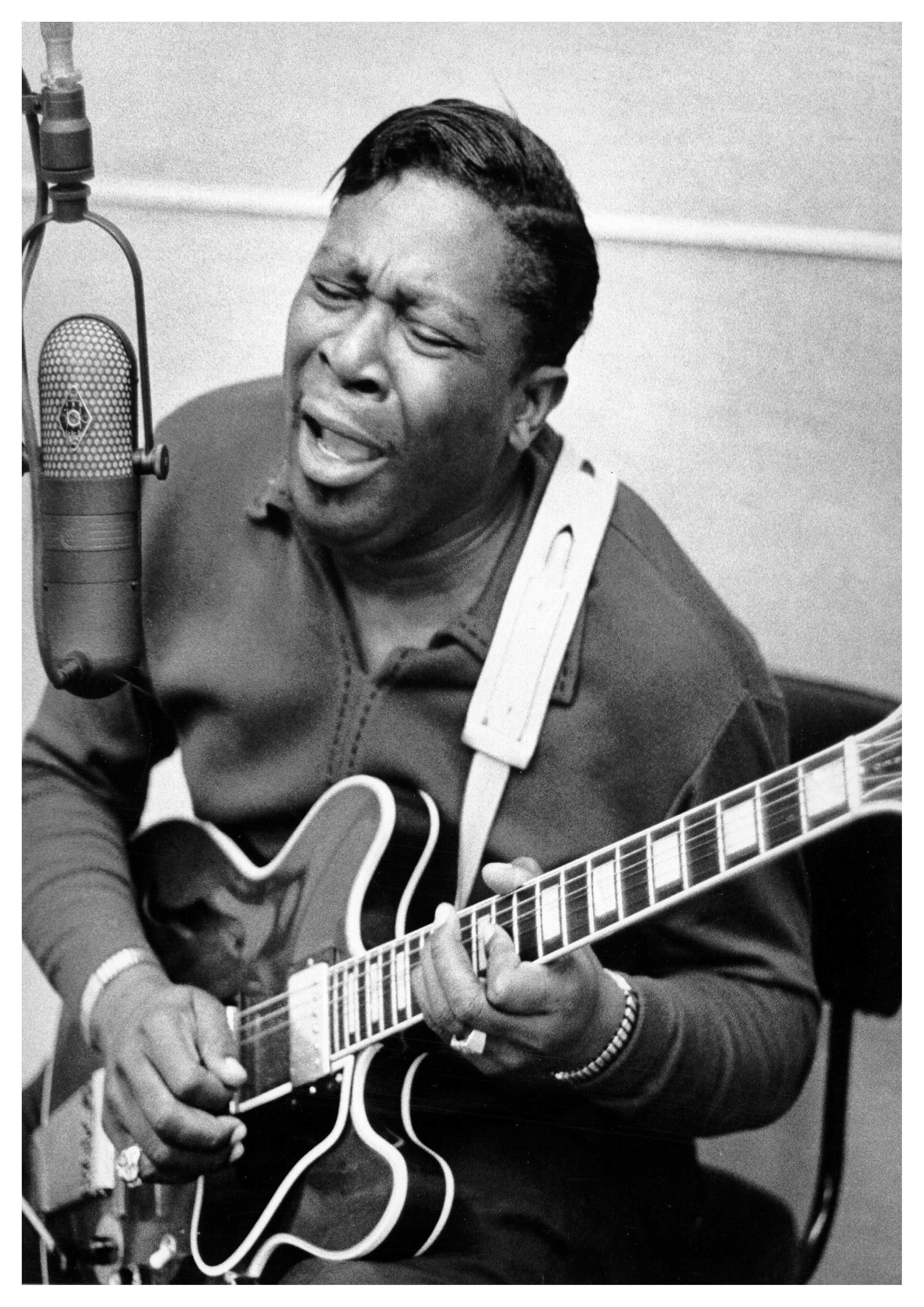 Reproduction Vintage Blues Music Poster "B.B. King - Black & White" Size: A2