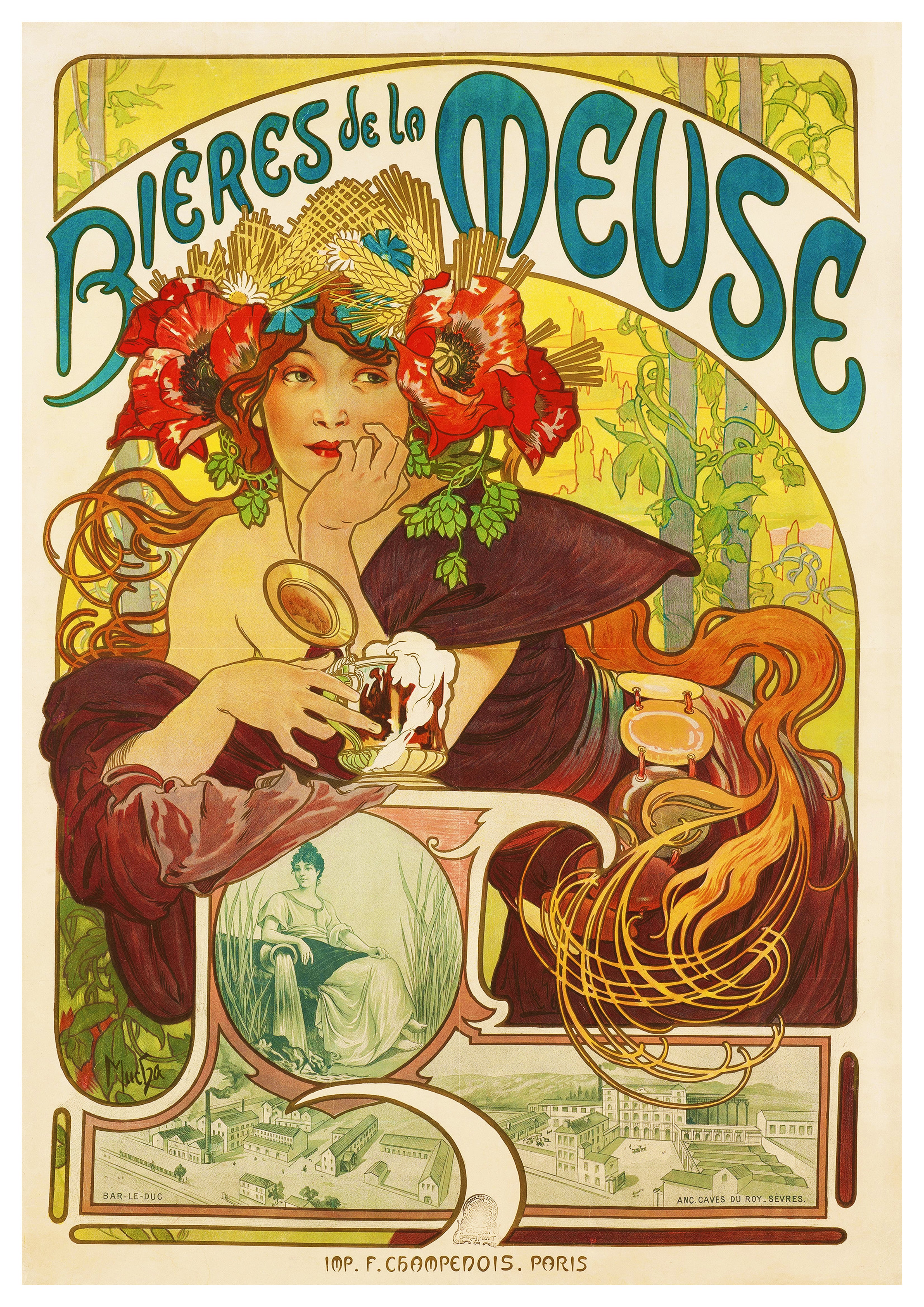 Reproduction Vintage "Bieres de le Meuse" French Poster