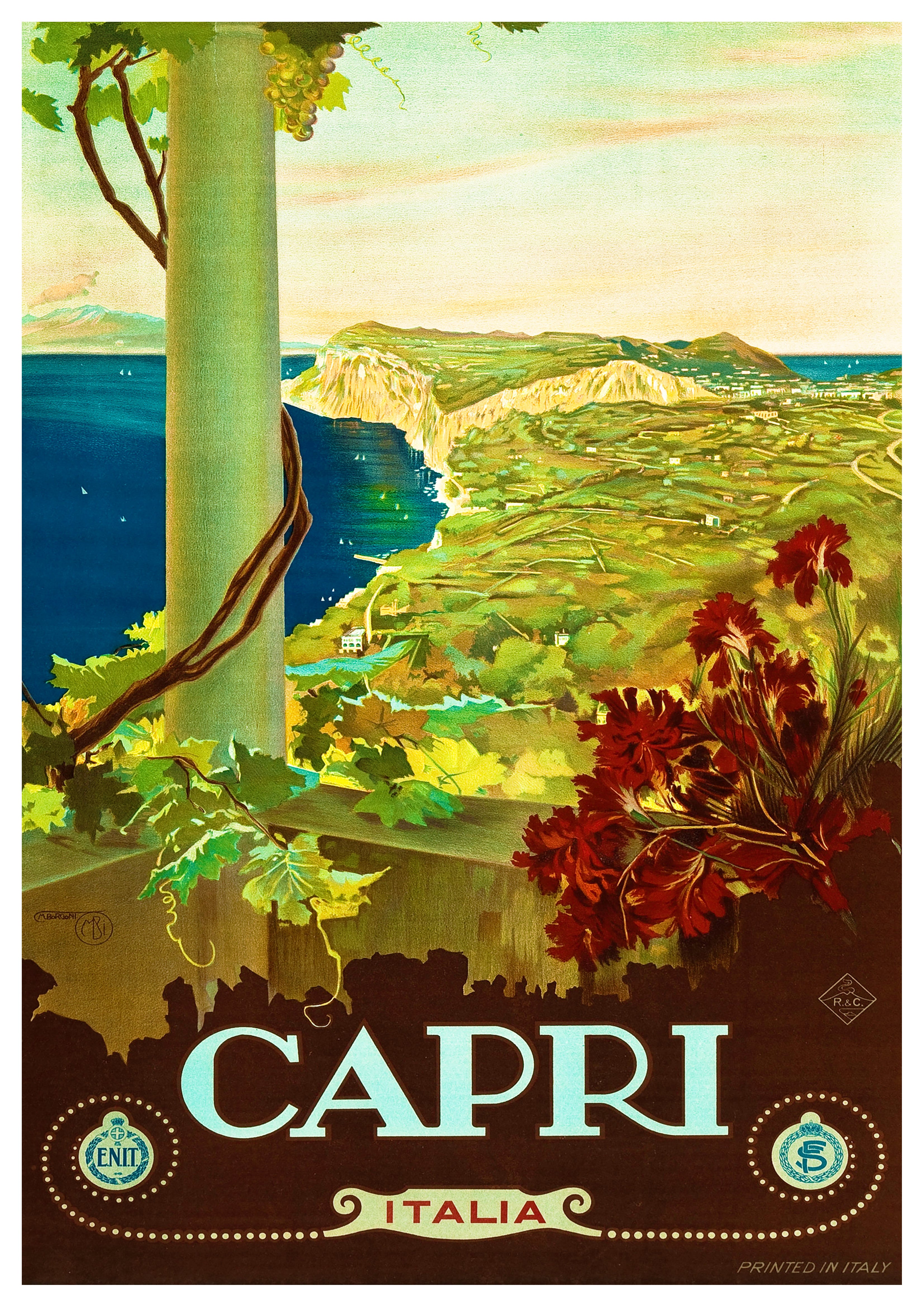 Reproduction Vintage Travel Poster "Italy - Capri", Home Wall Art, Size: A2 (420mm x 594mm)