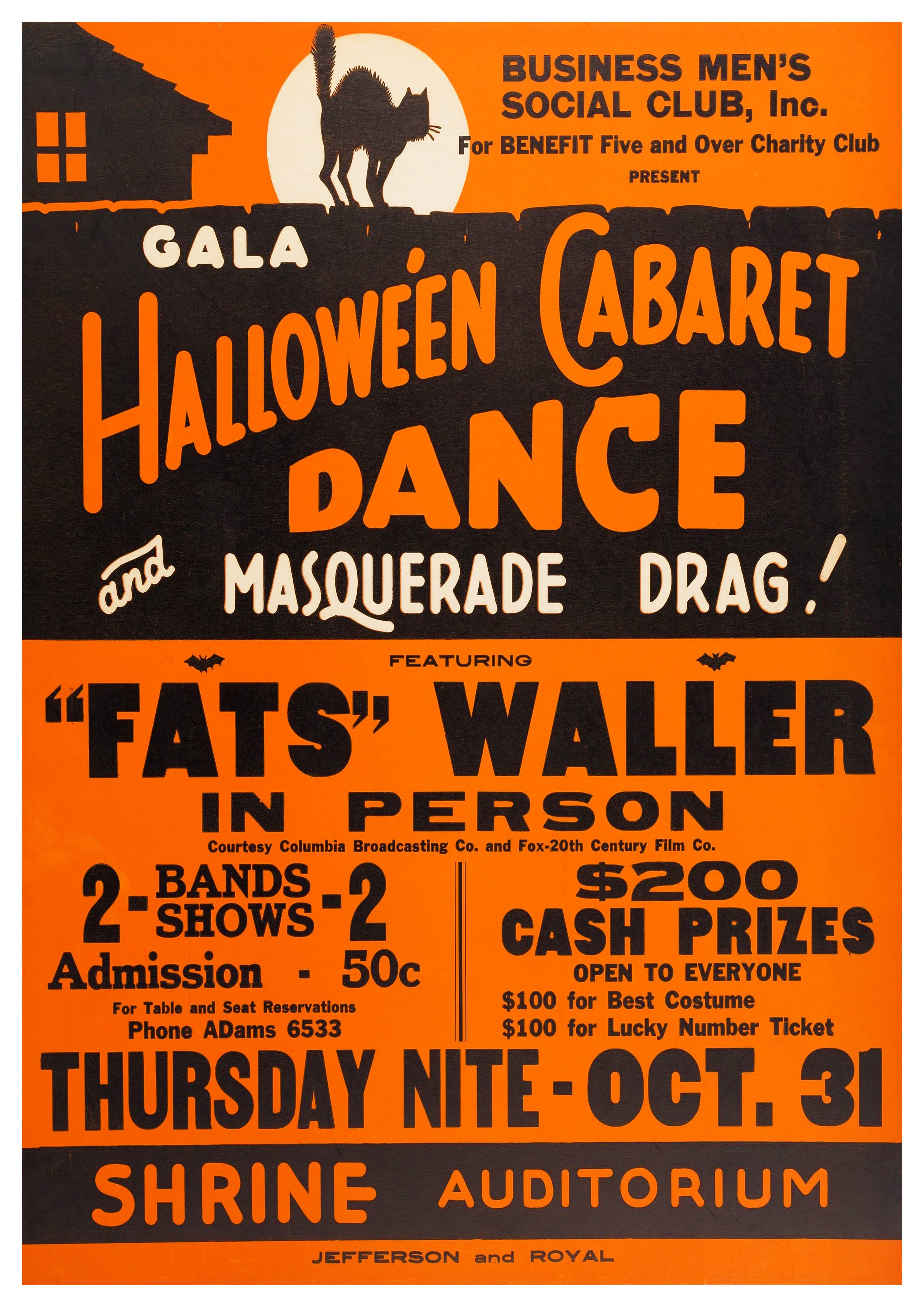 Reproduction Vintage "Fats Waller - Shrine Auditorium" Jazz Poster