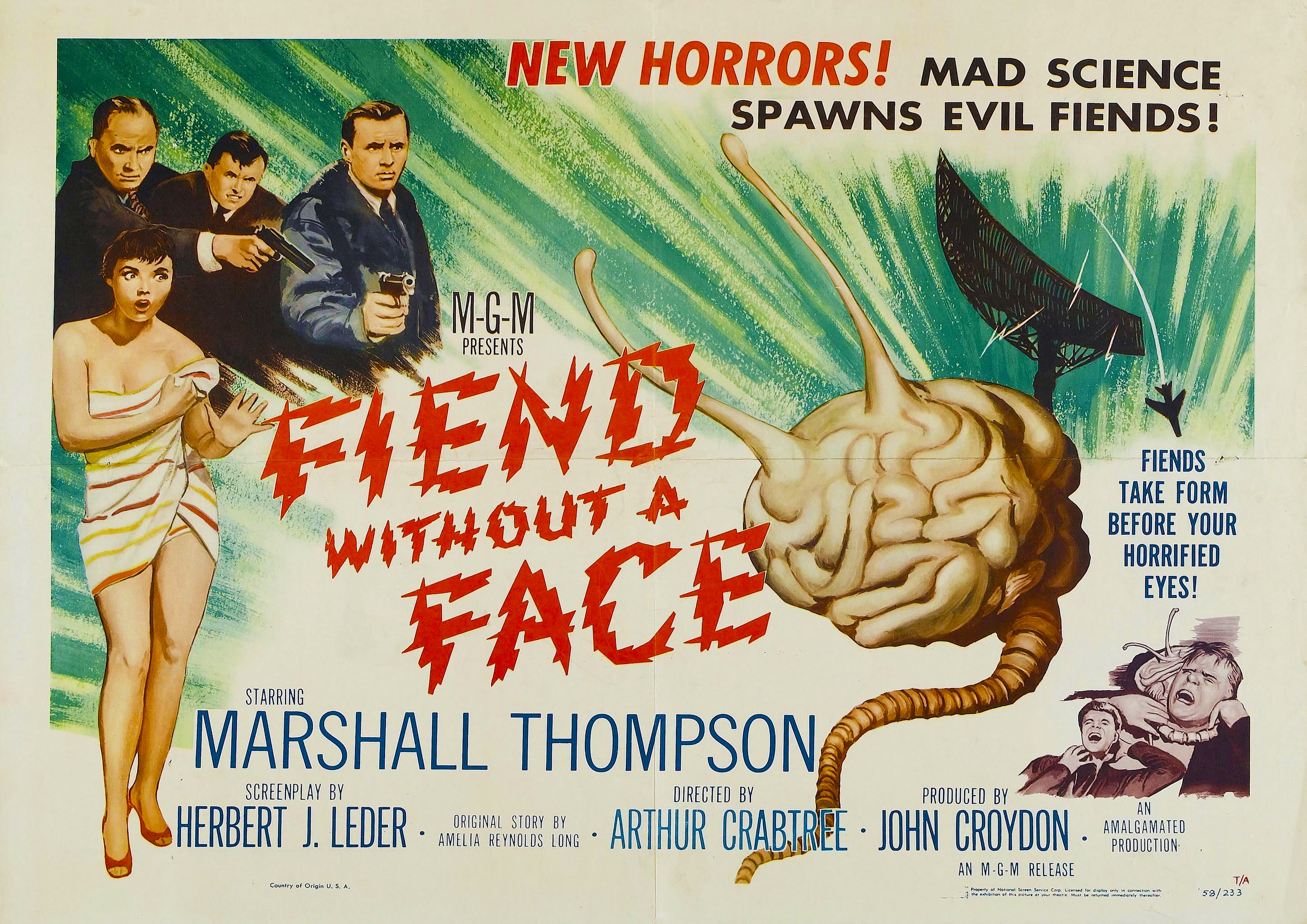 Reproduction Vintage "Fiend Without A Face" **B-Movie** Poster