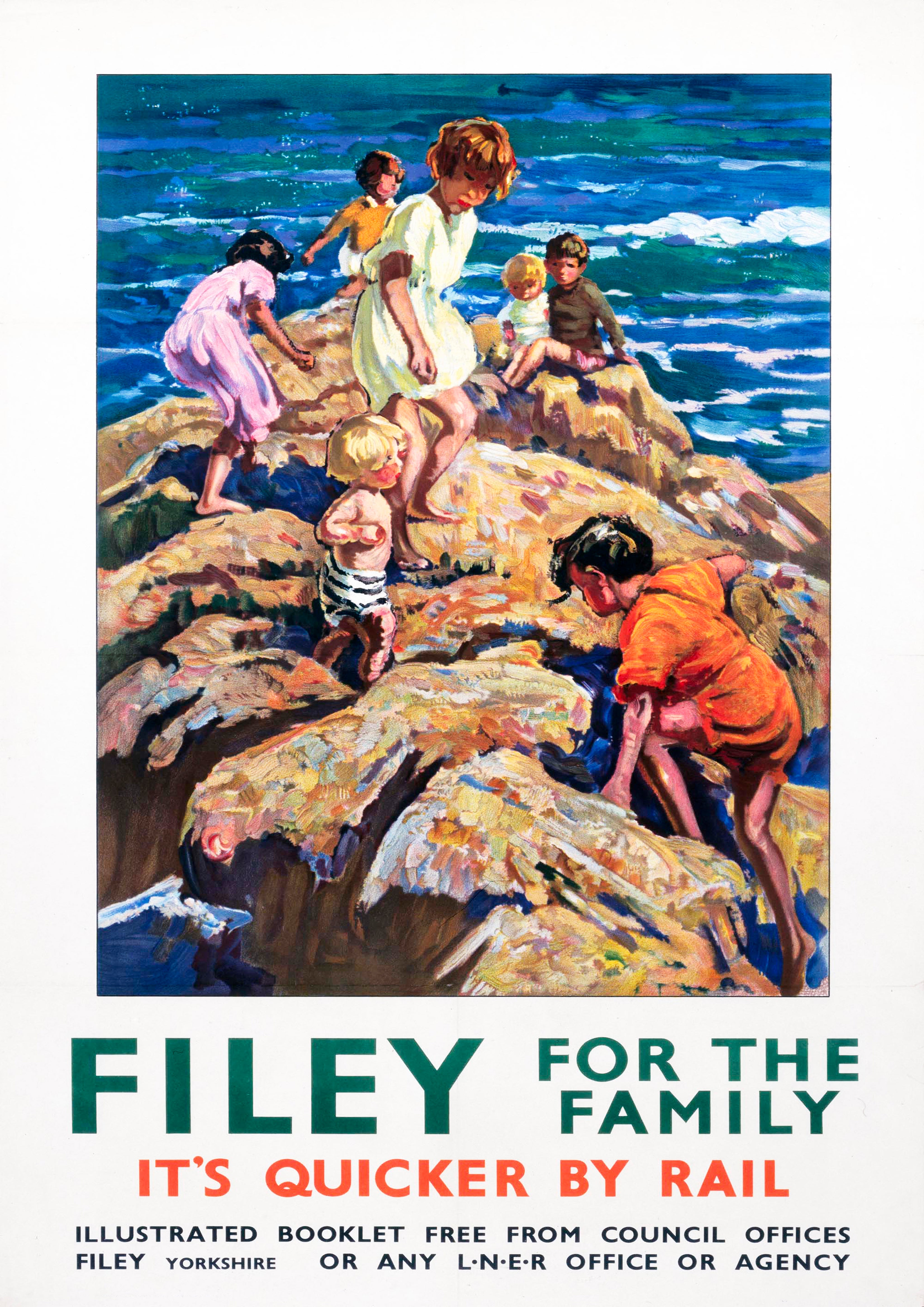 Reproduction Vintage "Filey" Travel Poster, Home Wall Art, Various Sizes Available