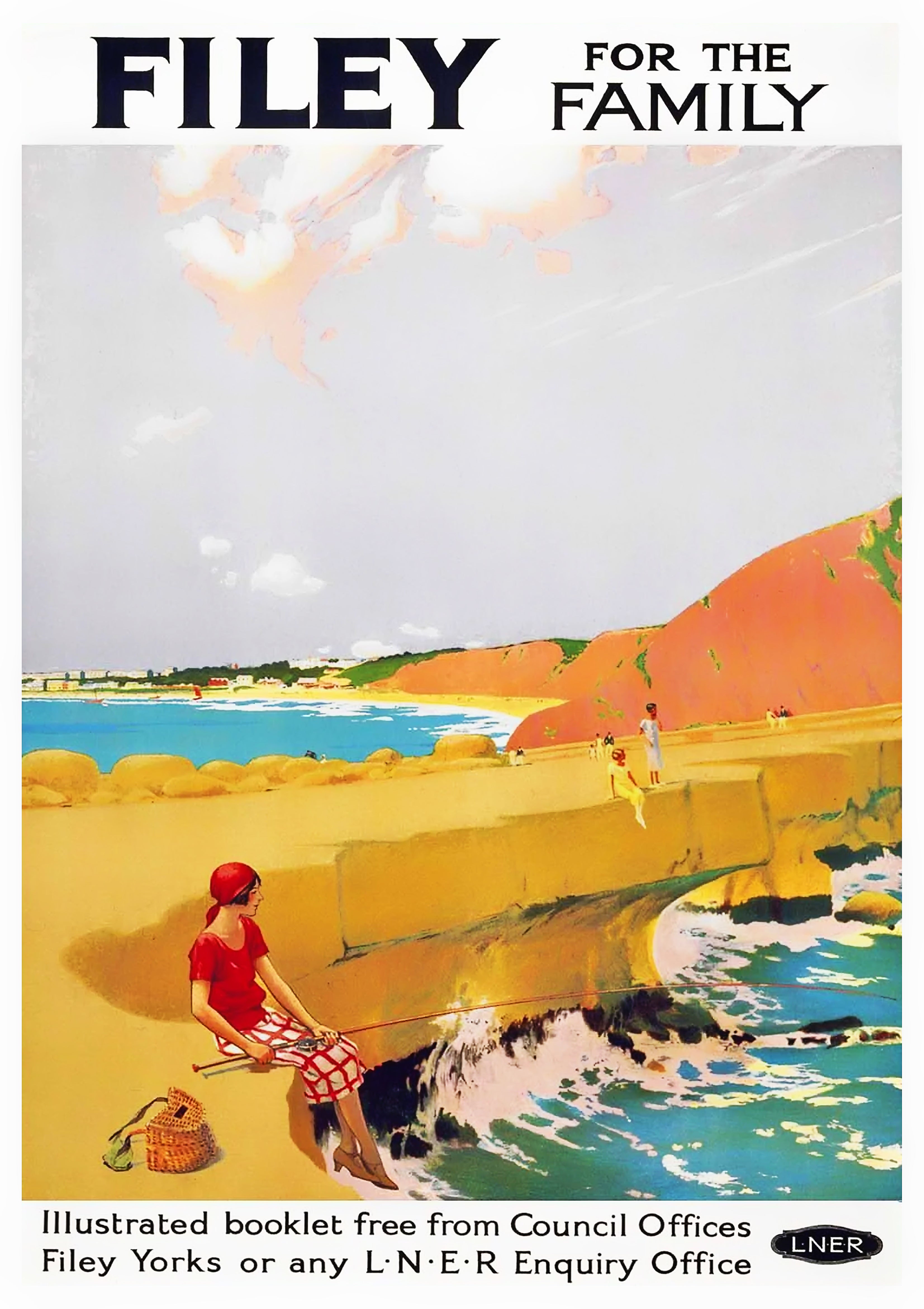 Reproduction Vintage "Filey - For The Family" Travel Poster, Home Wall Art, Various Sizes Available