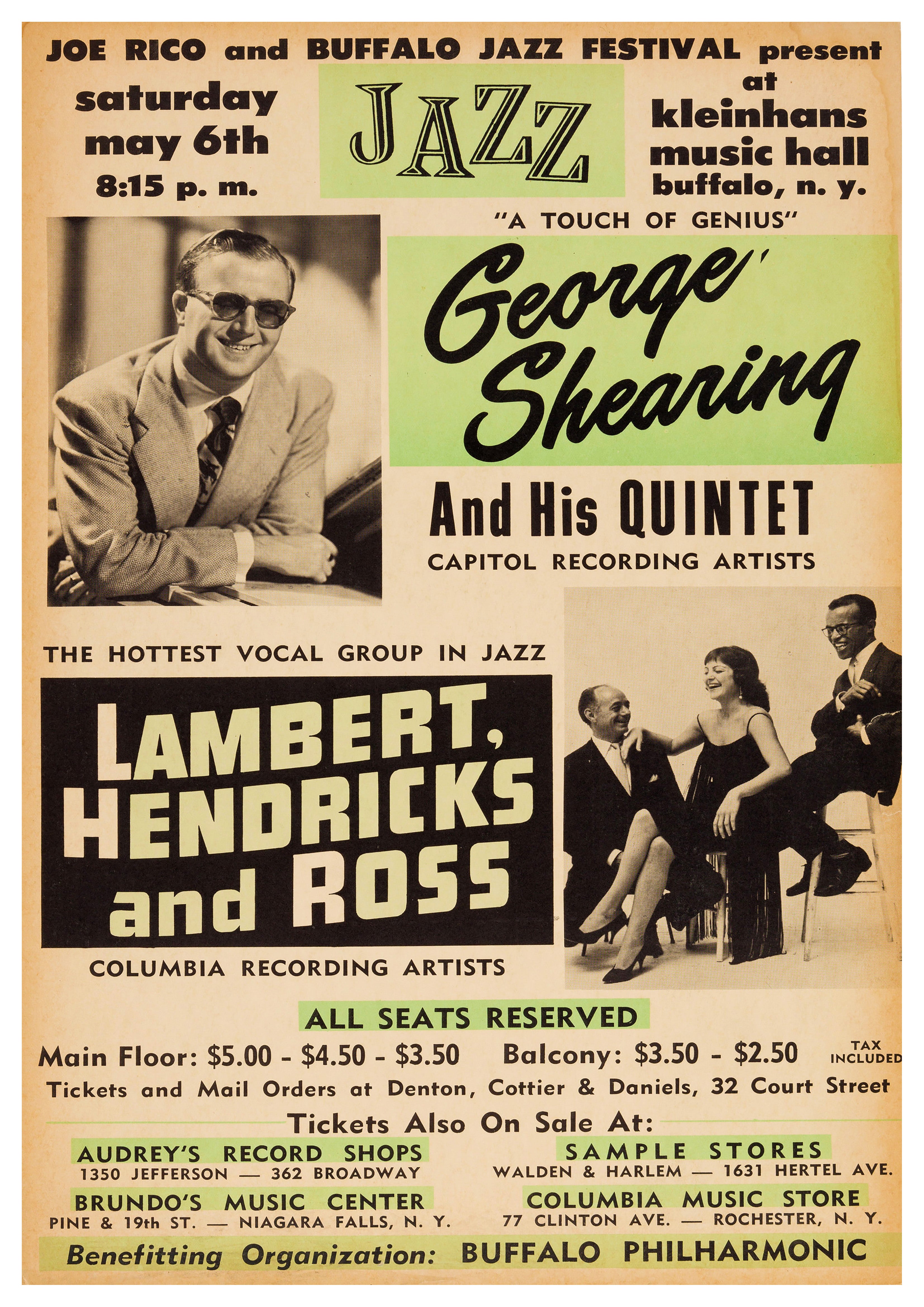 Reproduction Vintage "George Shearing - Buffalo Jazz Festival" Jazz Poster