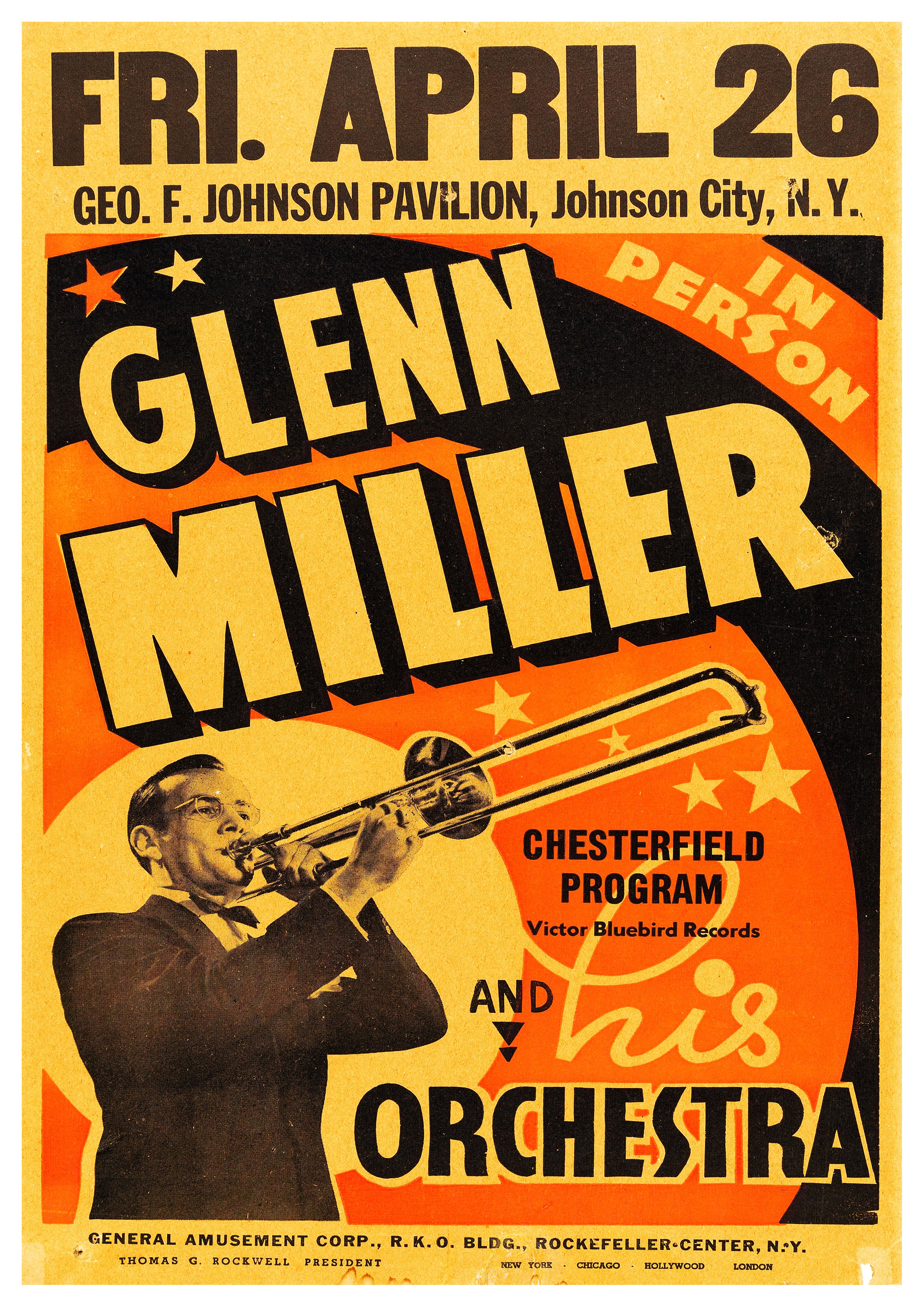 Reproduction Vintage "Glen Miller - Johnson Pavilion" Jazz Poster