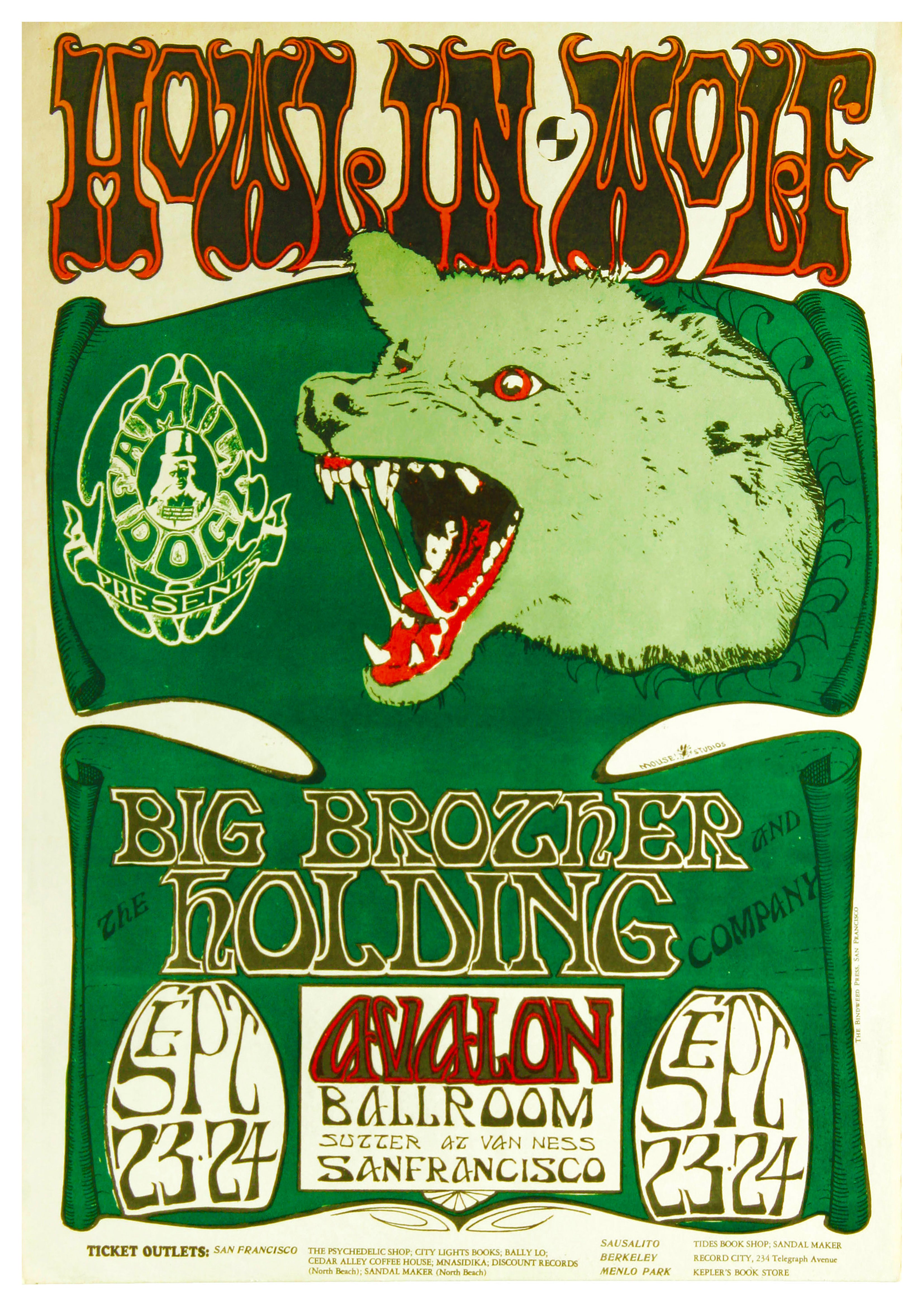 Reproduction Vintage Blues Music Poster "Howlin' Wolf - Avalon" Size: A2