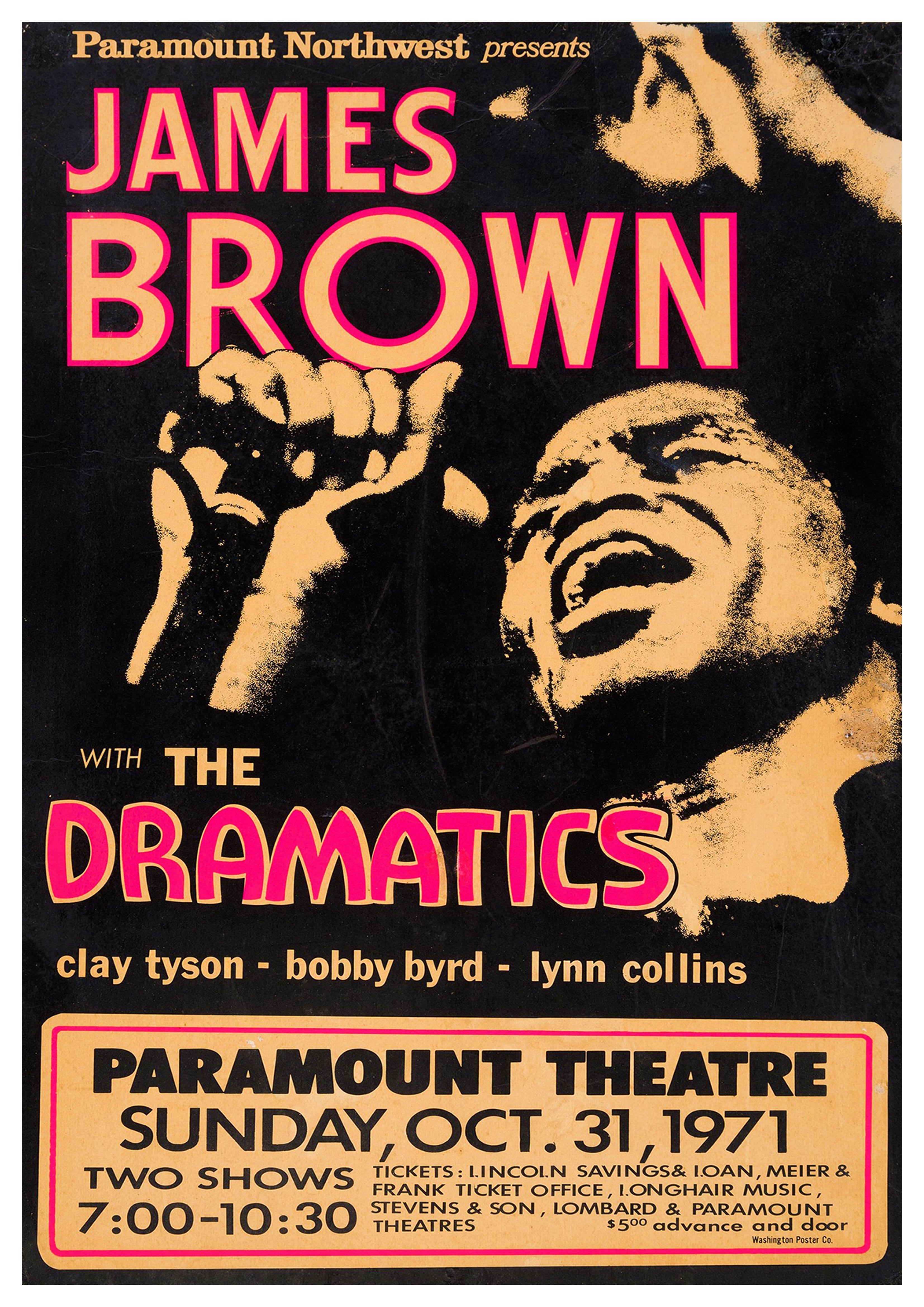 Reproduction Vintage Blues Music Poster "James Brown - Paramount Theatre" Size: A2
