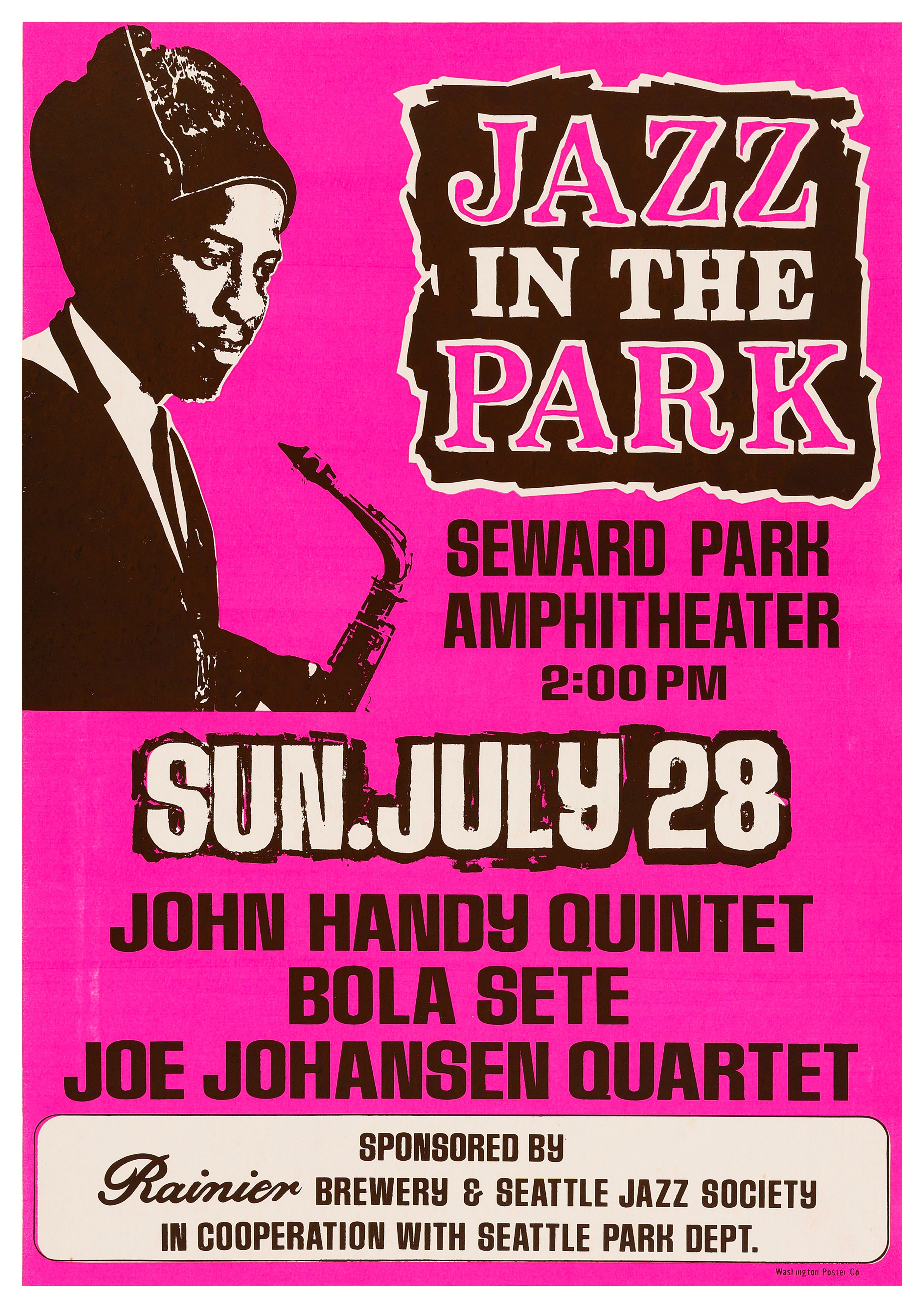 Reproduction Vintage "John Handy Quintet - Jazz In The Park" Jazz Poster