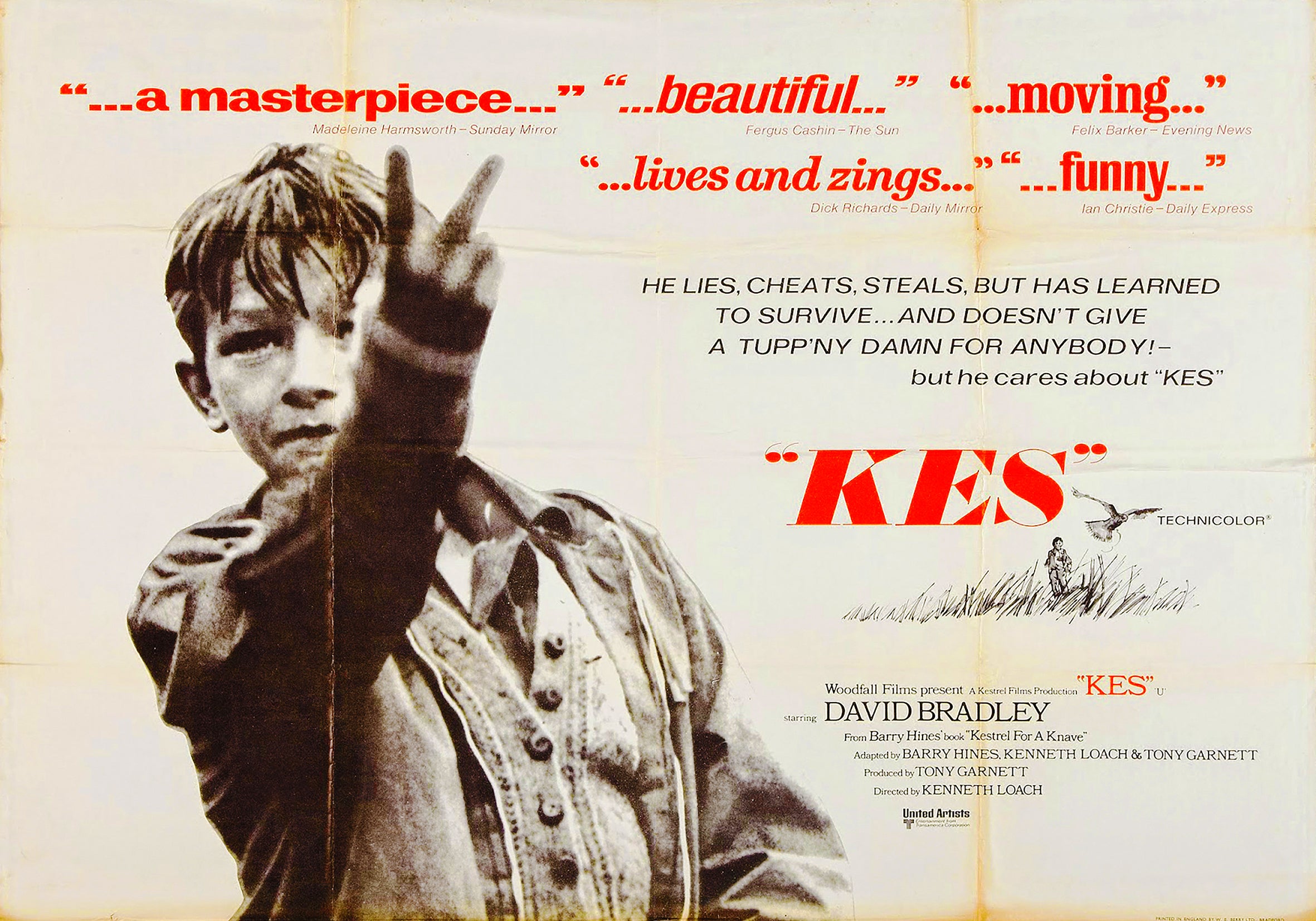 Reproduction Vintage "Kes" Movie Poster. Size A1