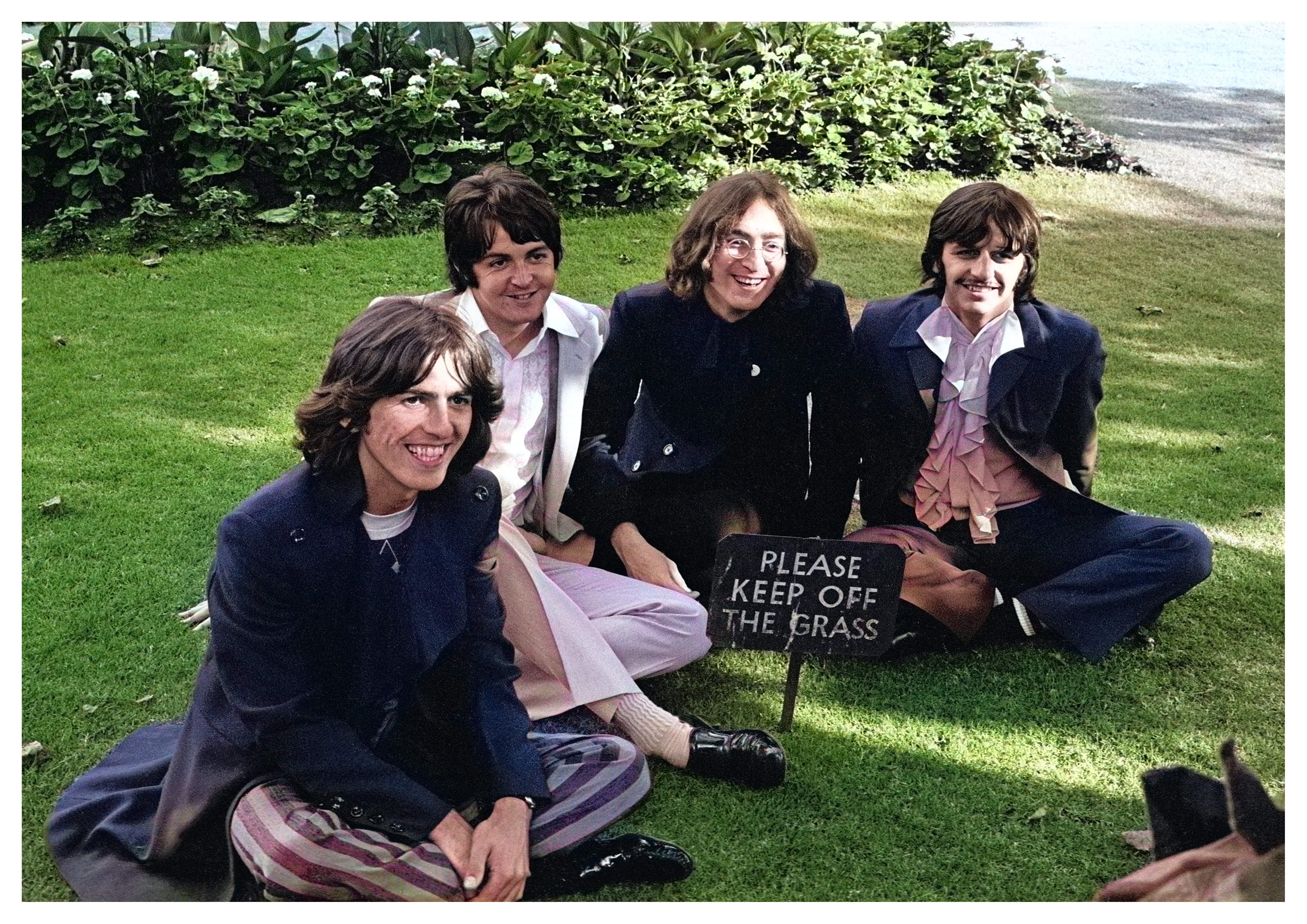 Reproduction Vintage The Beatles "Keep Off The Grass - Colour" Music Poster, Size: A2