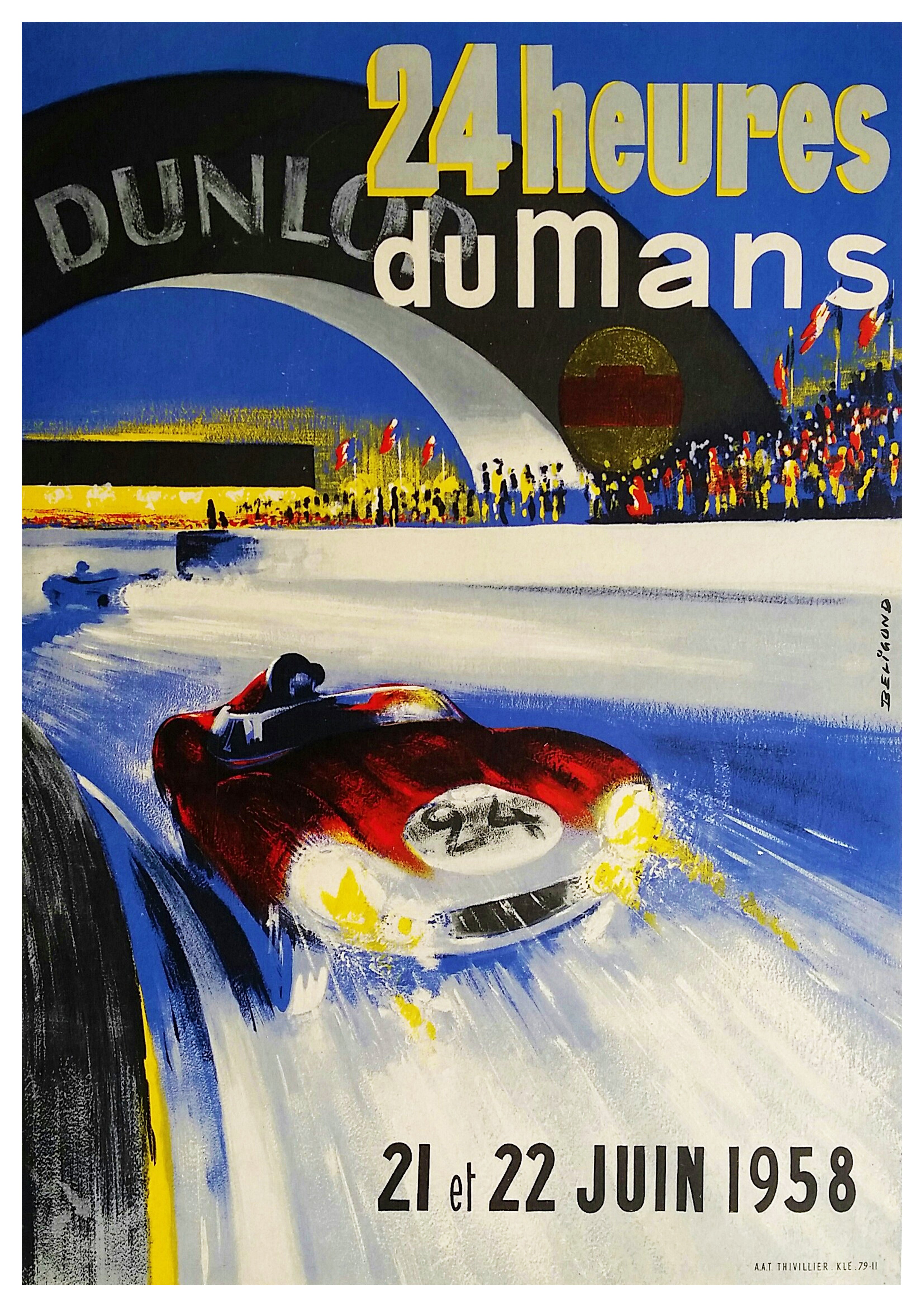 Reproduction Vintage "Le Mans 1958" Motor Racing Poster