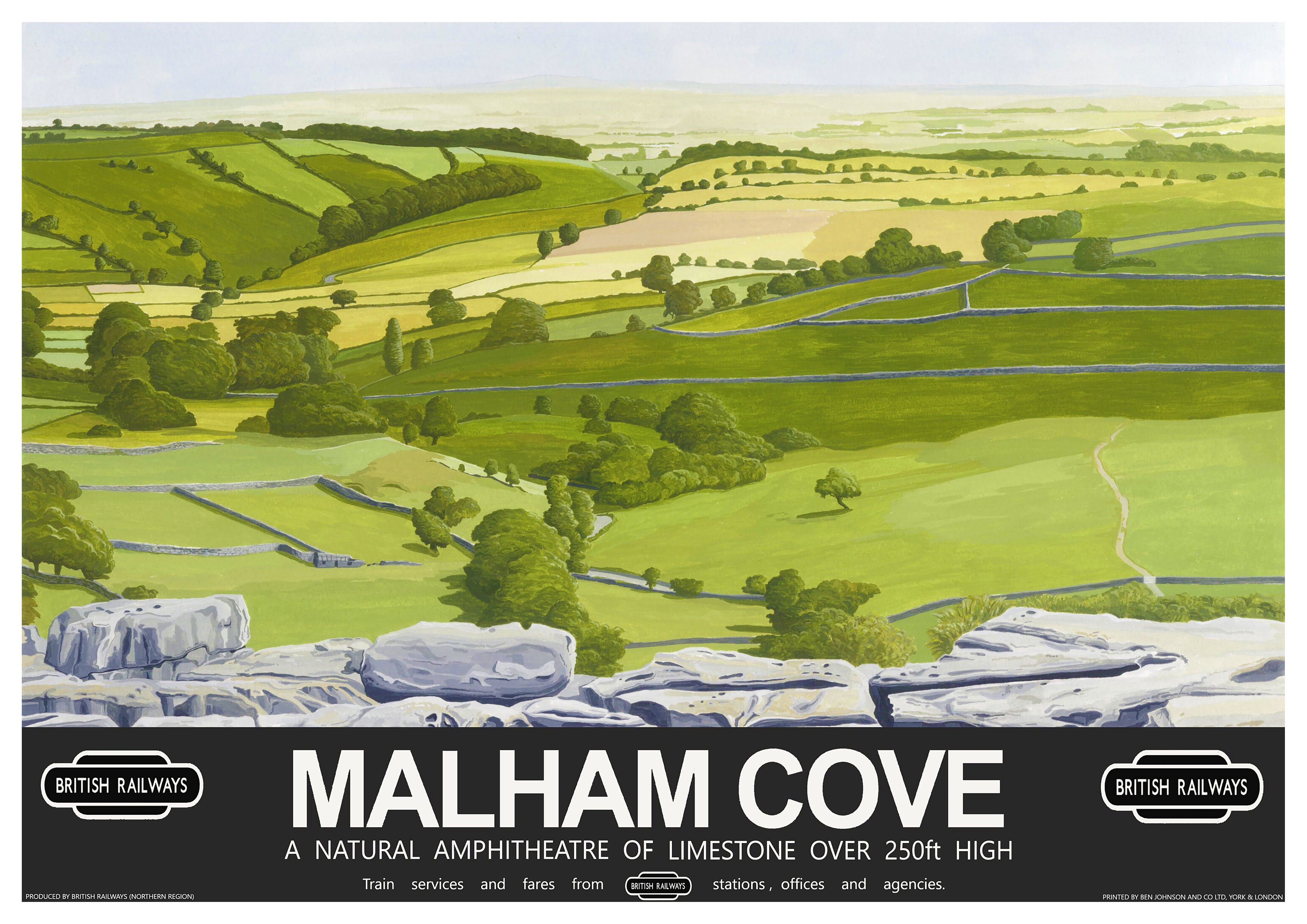 Reproduction Vintage "Malham Cove" Travel Poster, Home Wall Art, Various Sizes Available