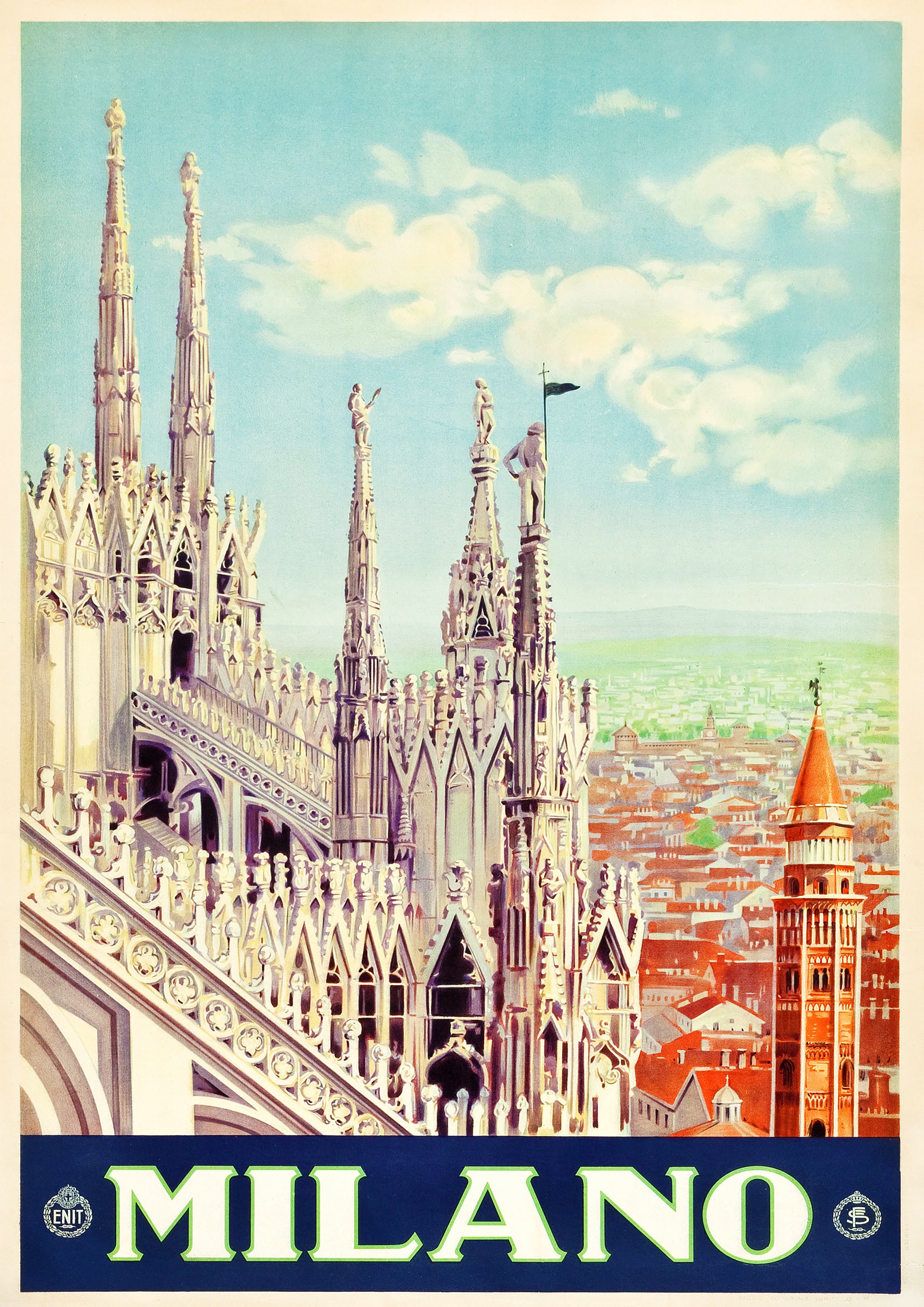 Reproduction Vintage Travel Poster "Italy - Milano", Home Wall Art, Size: A2 (420mm x 594mm)